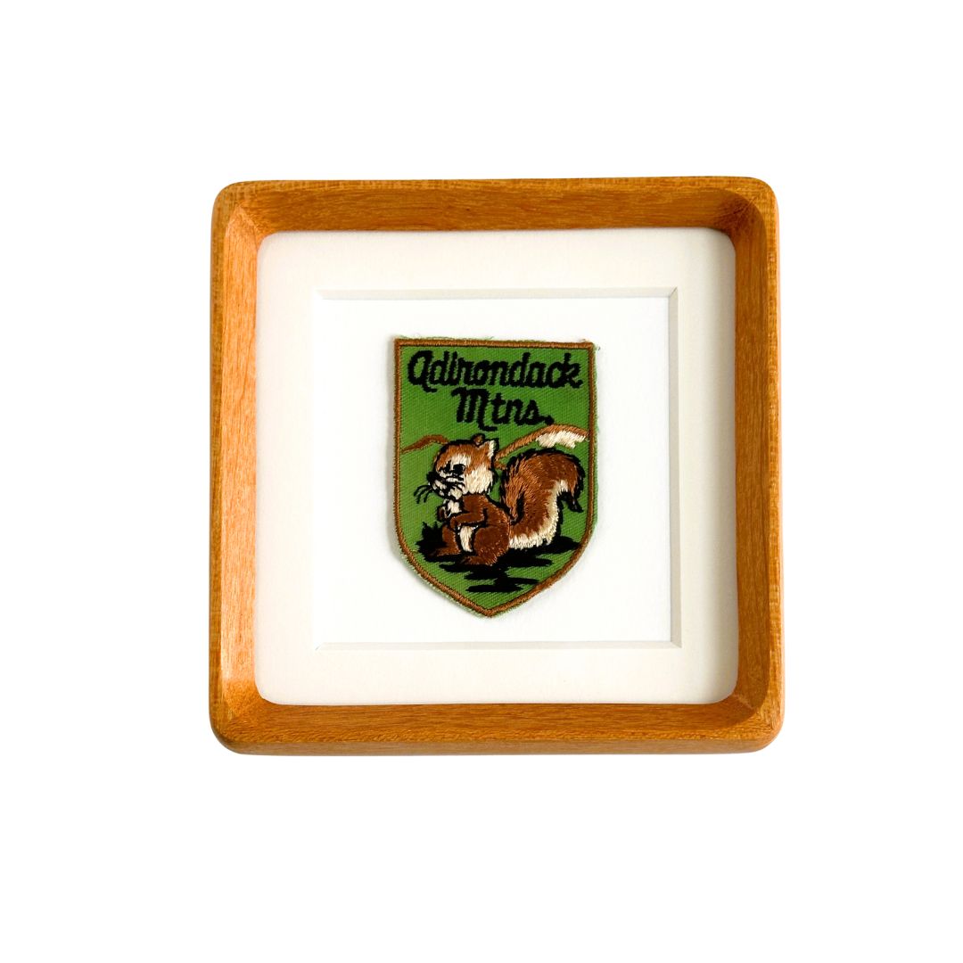 New York Adirondack Mountains Squirrel Vintage Framed Travel Patch