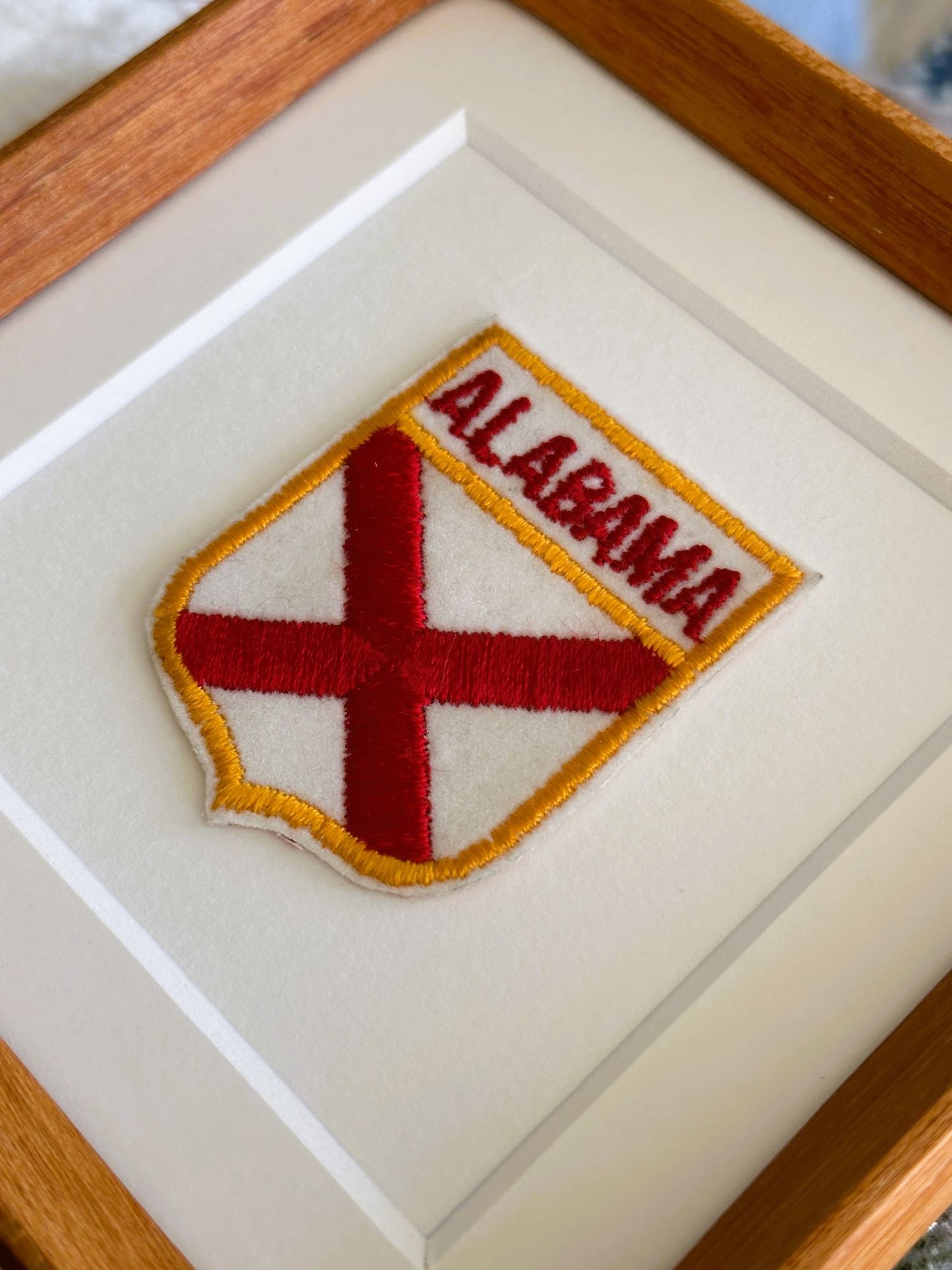 Alabama State Flag Vintage Framed Travel Patch