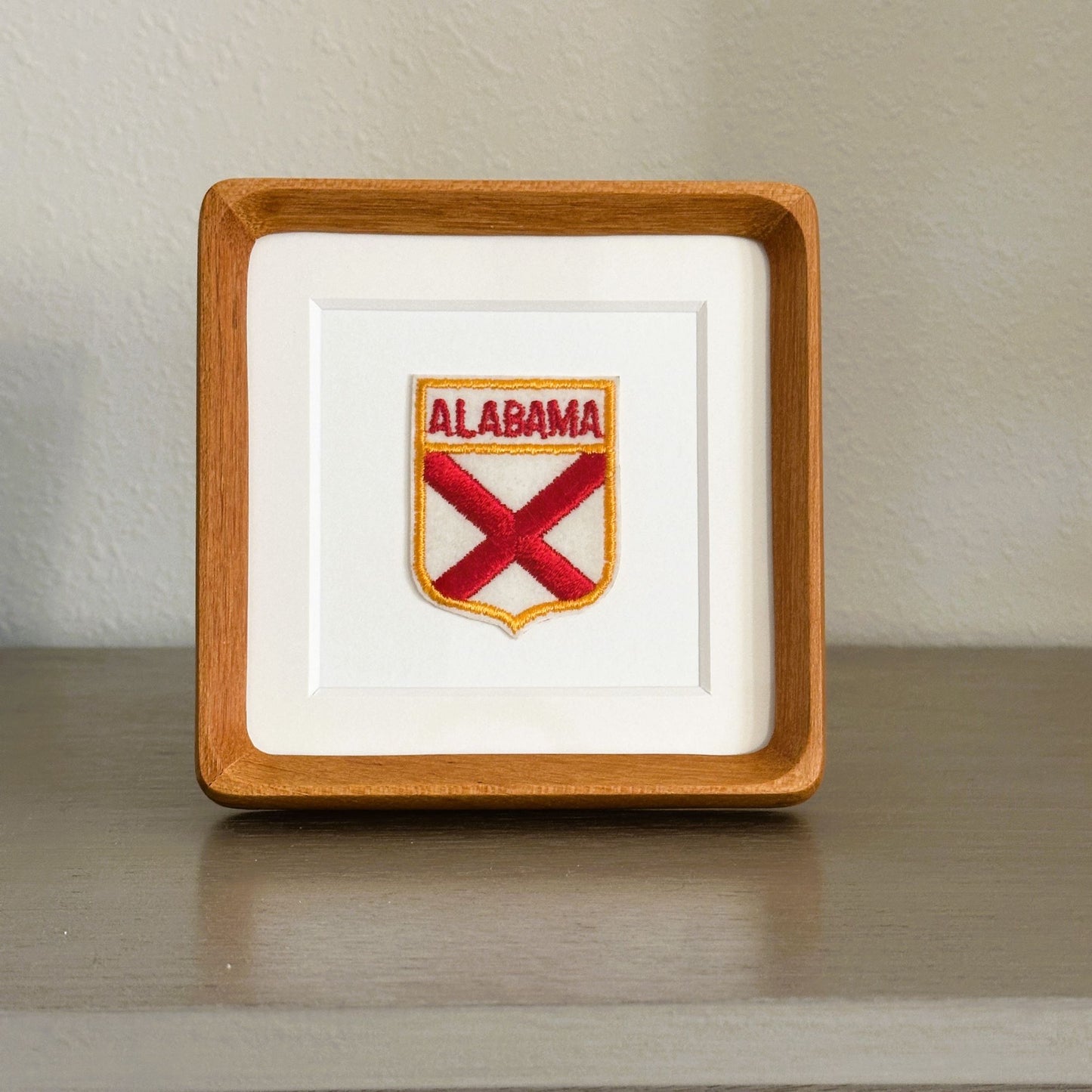 Alabama State Flag Vintage Framed Travel Patch