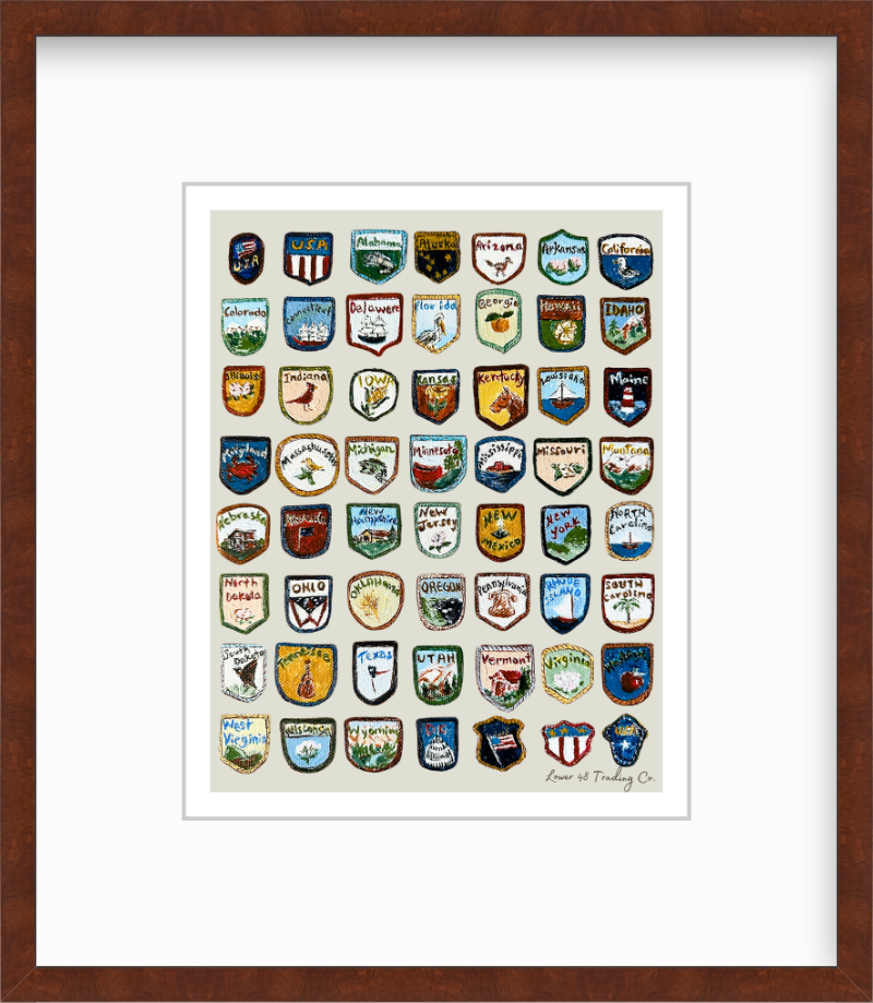 American 50 States Vintage Road Trip Painted Patches by Nikki Degn Giclee Art Print