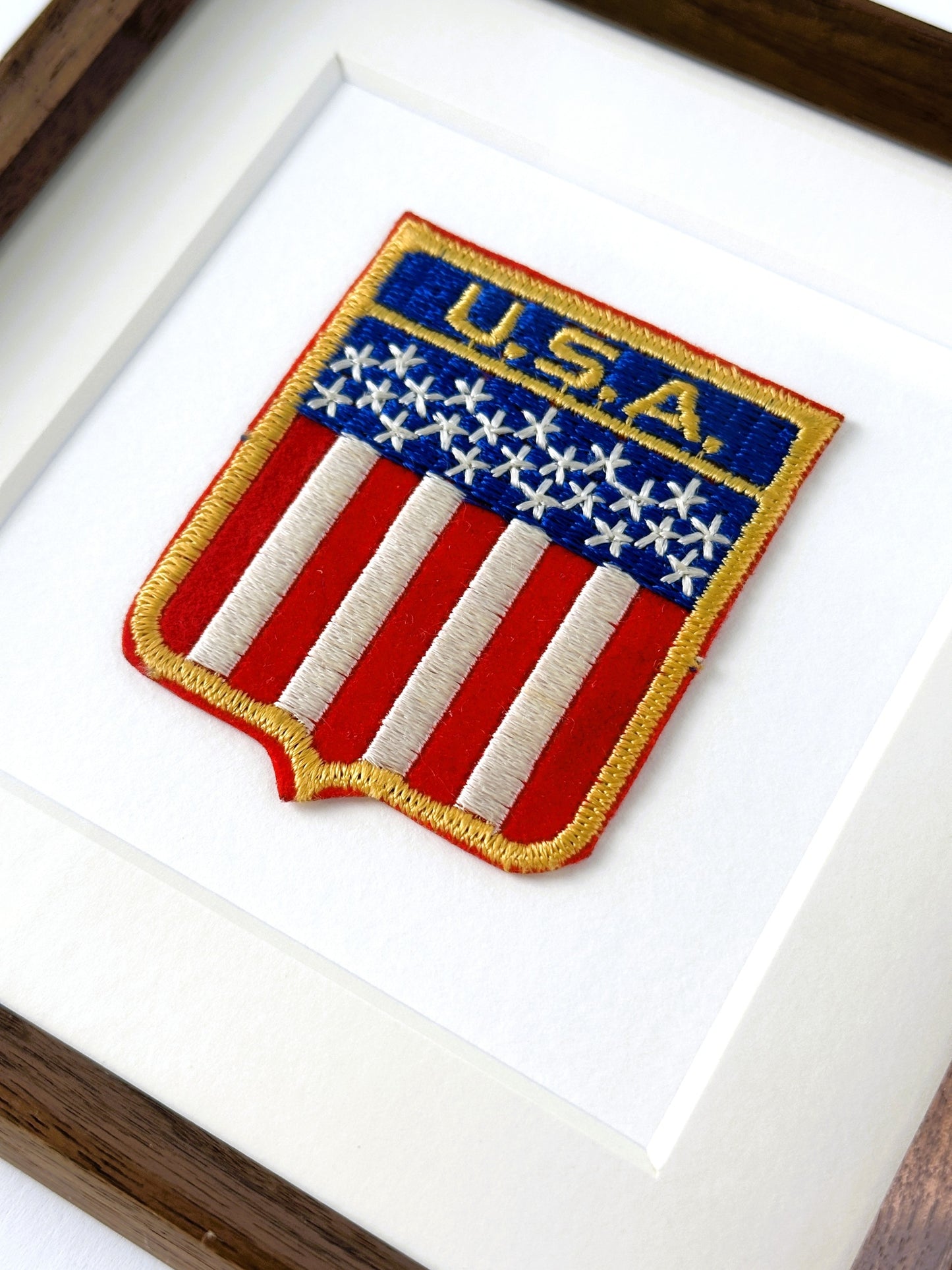 American Banner Flag Framed Vintage Travel Patch
