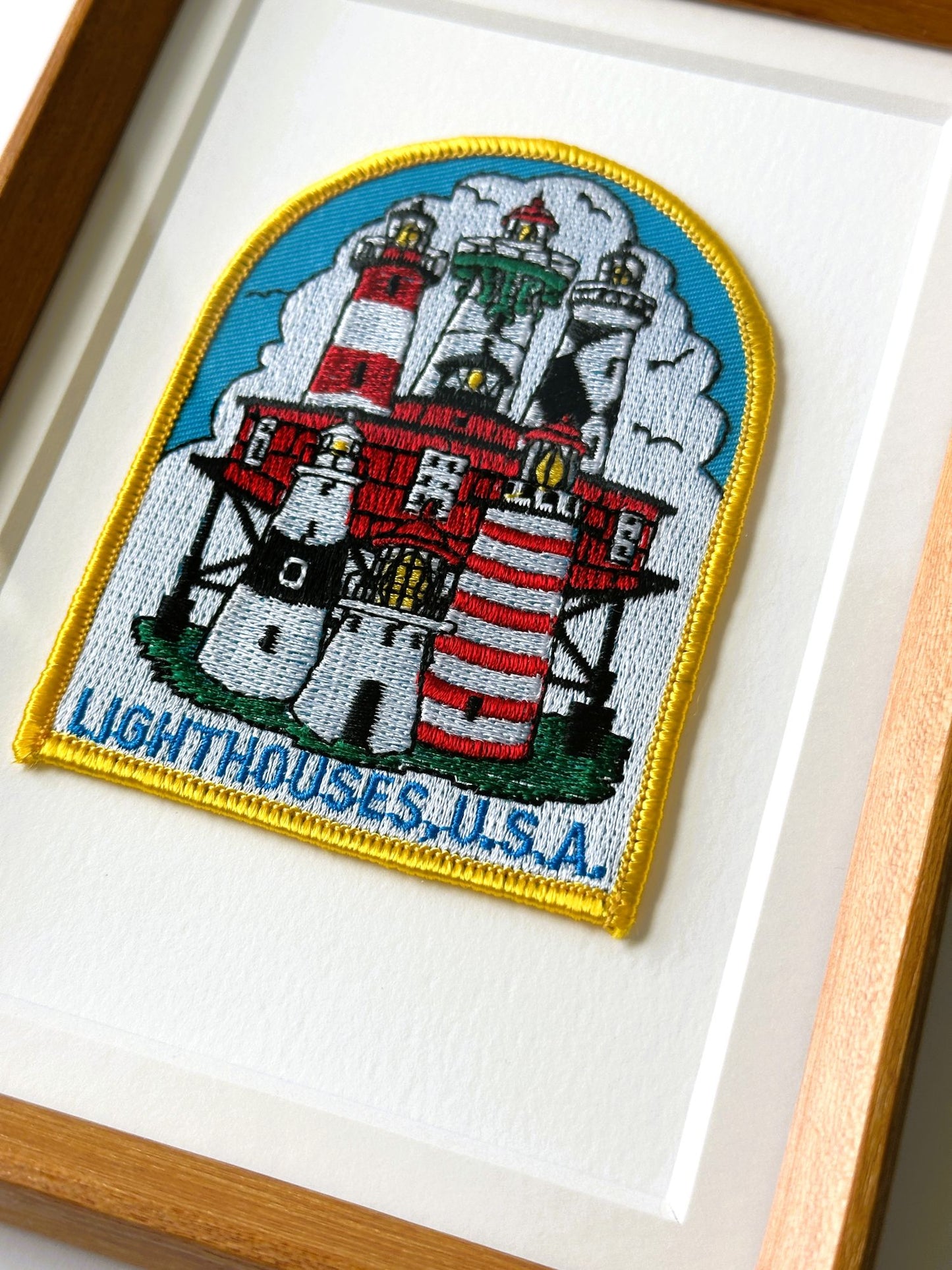 American Lighthouses Framed Large Vintage Travel Patch