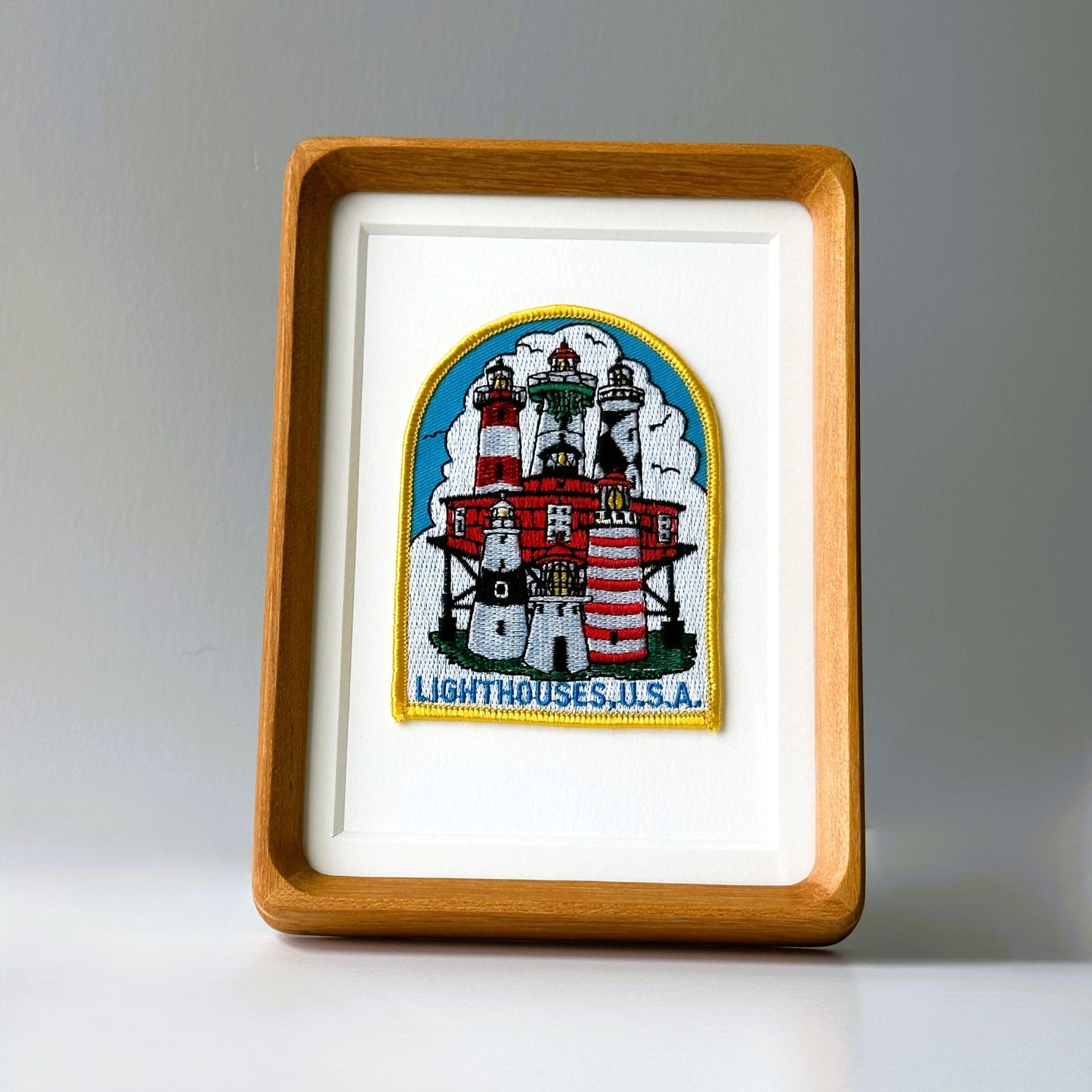 American Lighthouses Framed Large Vintage Travel Patch