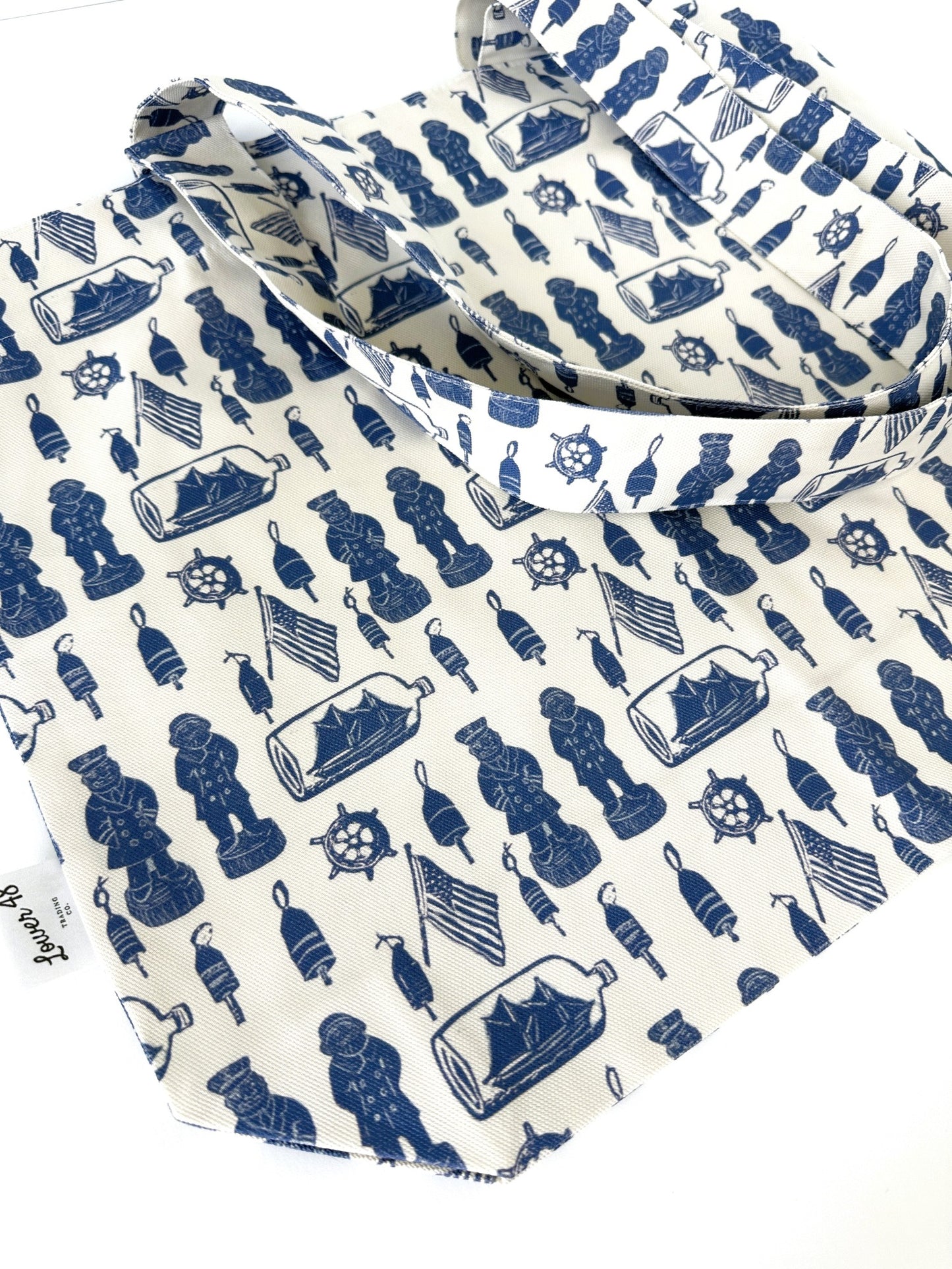 American Nautical Souvenirs Block Print Design Large Tote Bag
