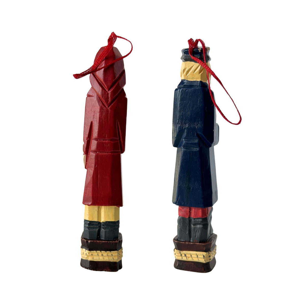 American Old Salt Vintage Wood Sea Captain and Fisherman Ornaments- Set of Two
