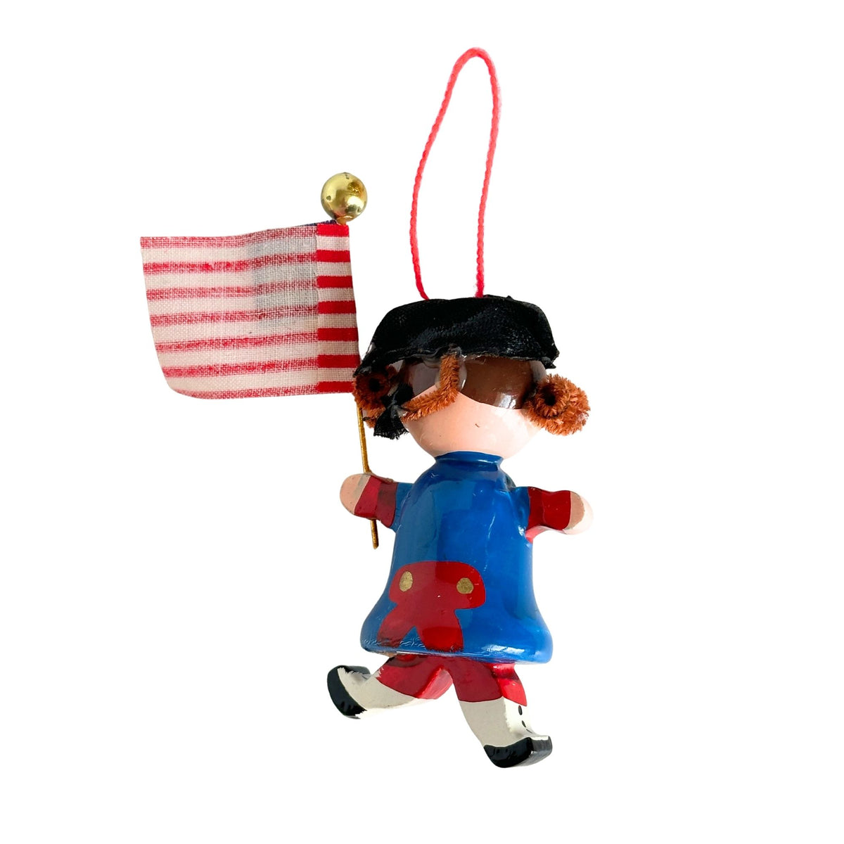 American Vintage George Washington Wooden Ornament with Colonial Flag