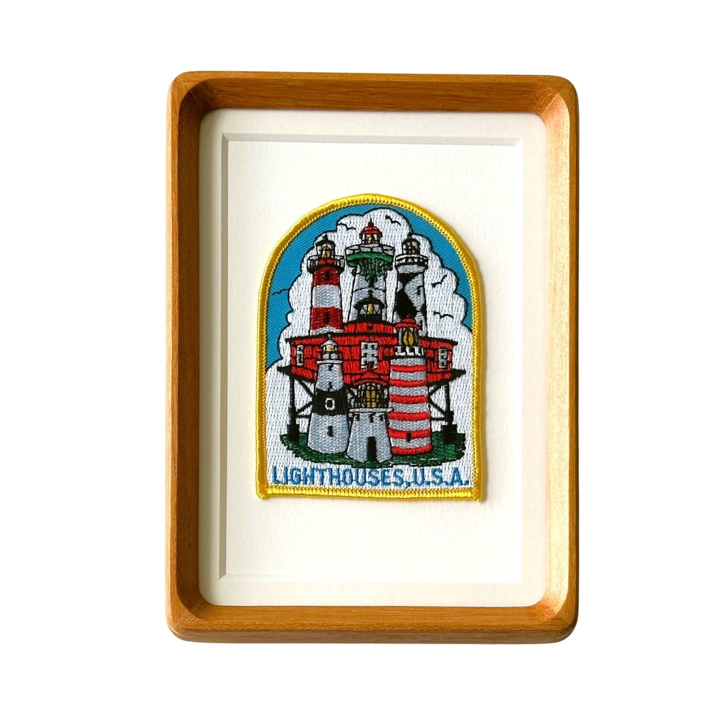 American Lighthouses Framed Large Vintage Travel Patch