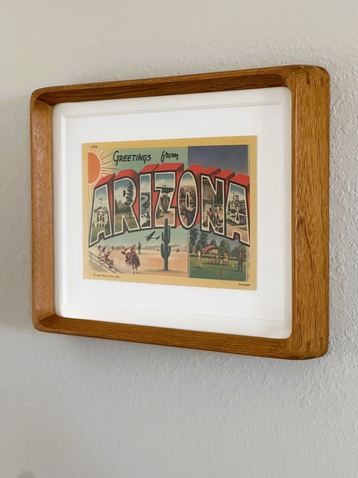 Arizona Greetings from Arizona Framed Vintage Linen Postcard