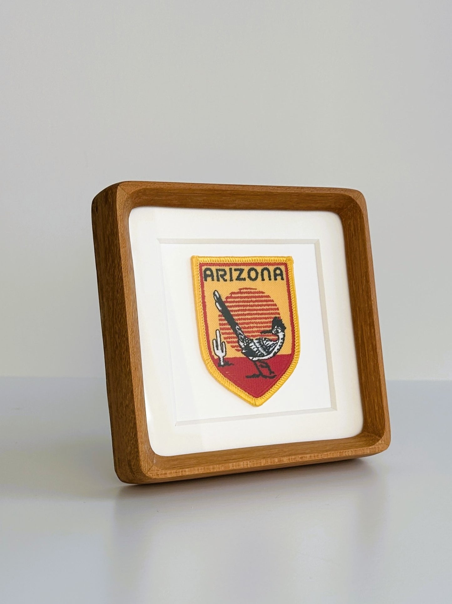 Arizona Roadrunner Vintage Patch Wood Framed