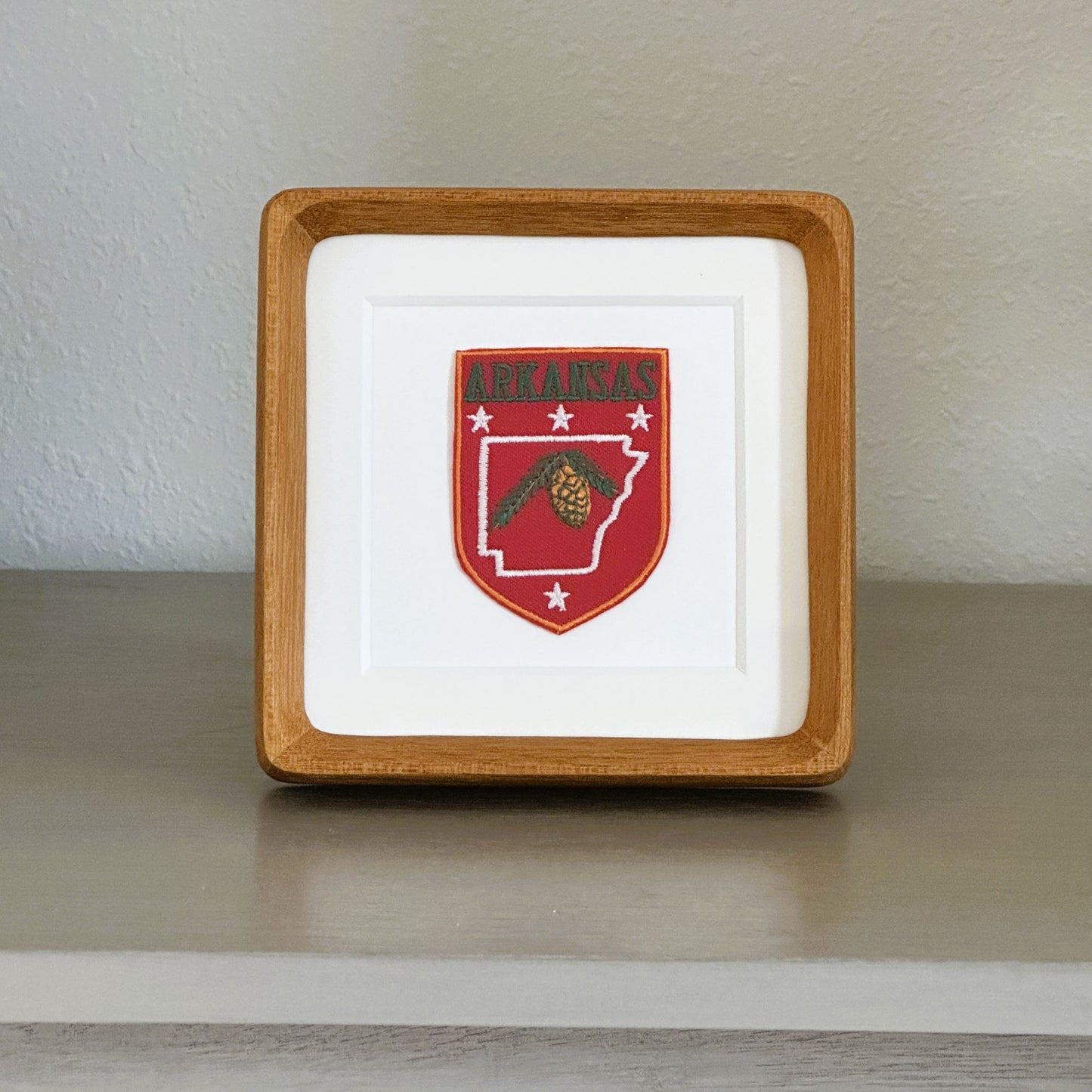 Arkansas Pinecone Vintage Framed Travel Patch