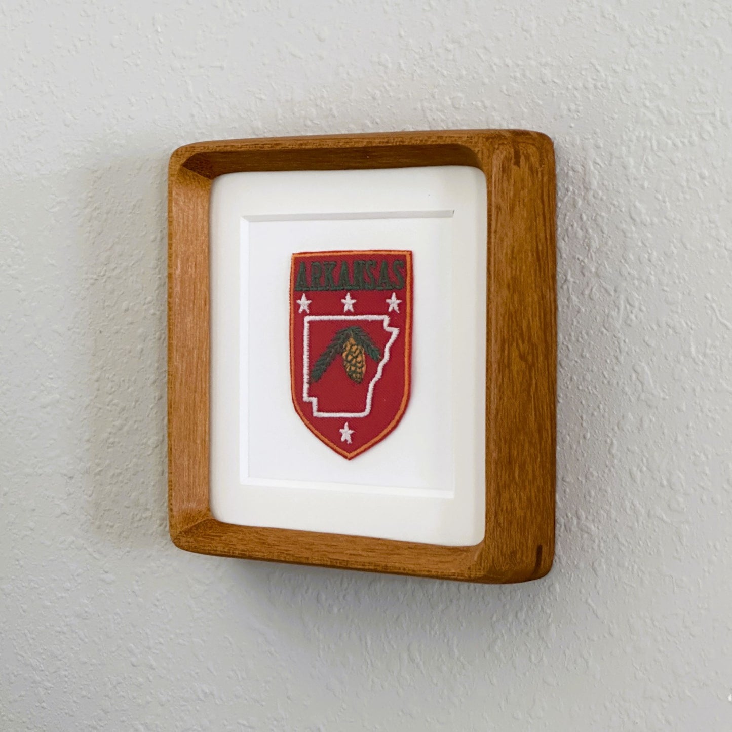 Arkansas Pinecone Vintage Framed Travel Patch