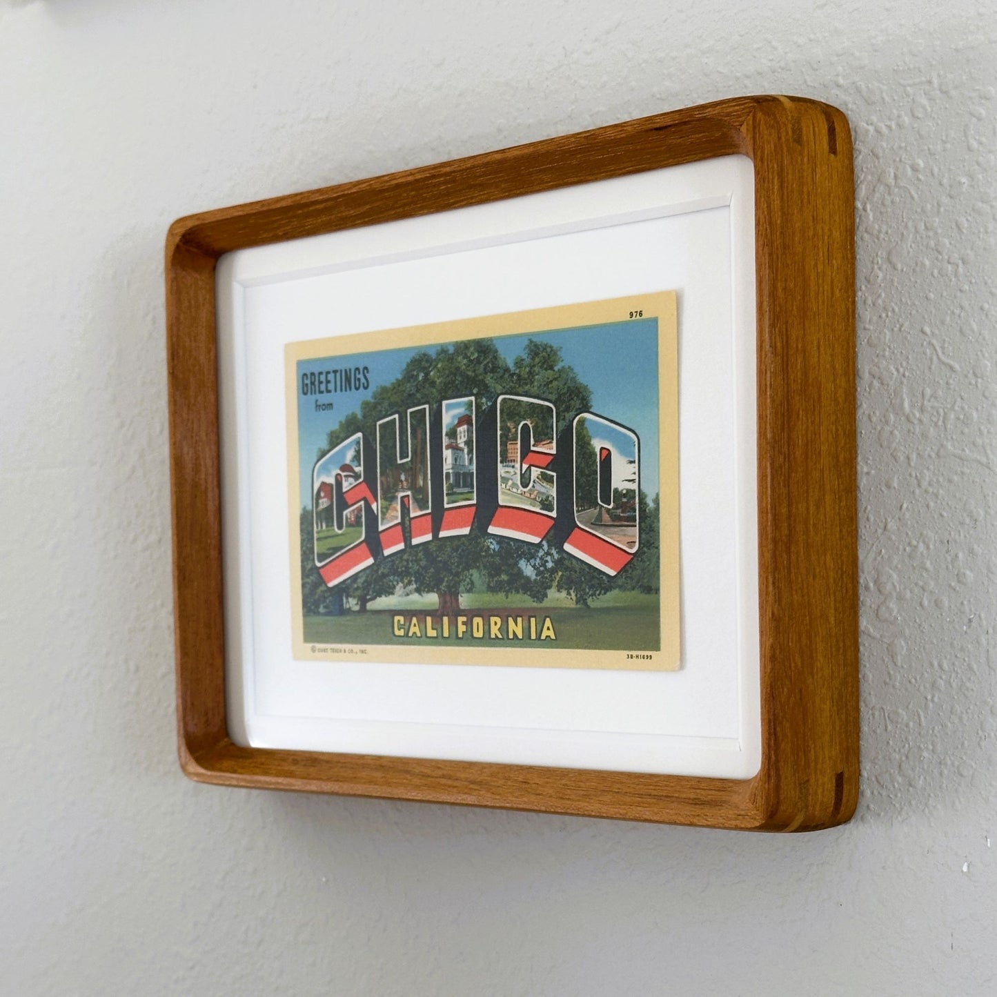 California Greetings from Chico Framed Vintage Linen Postcard