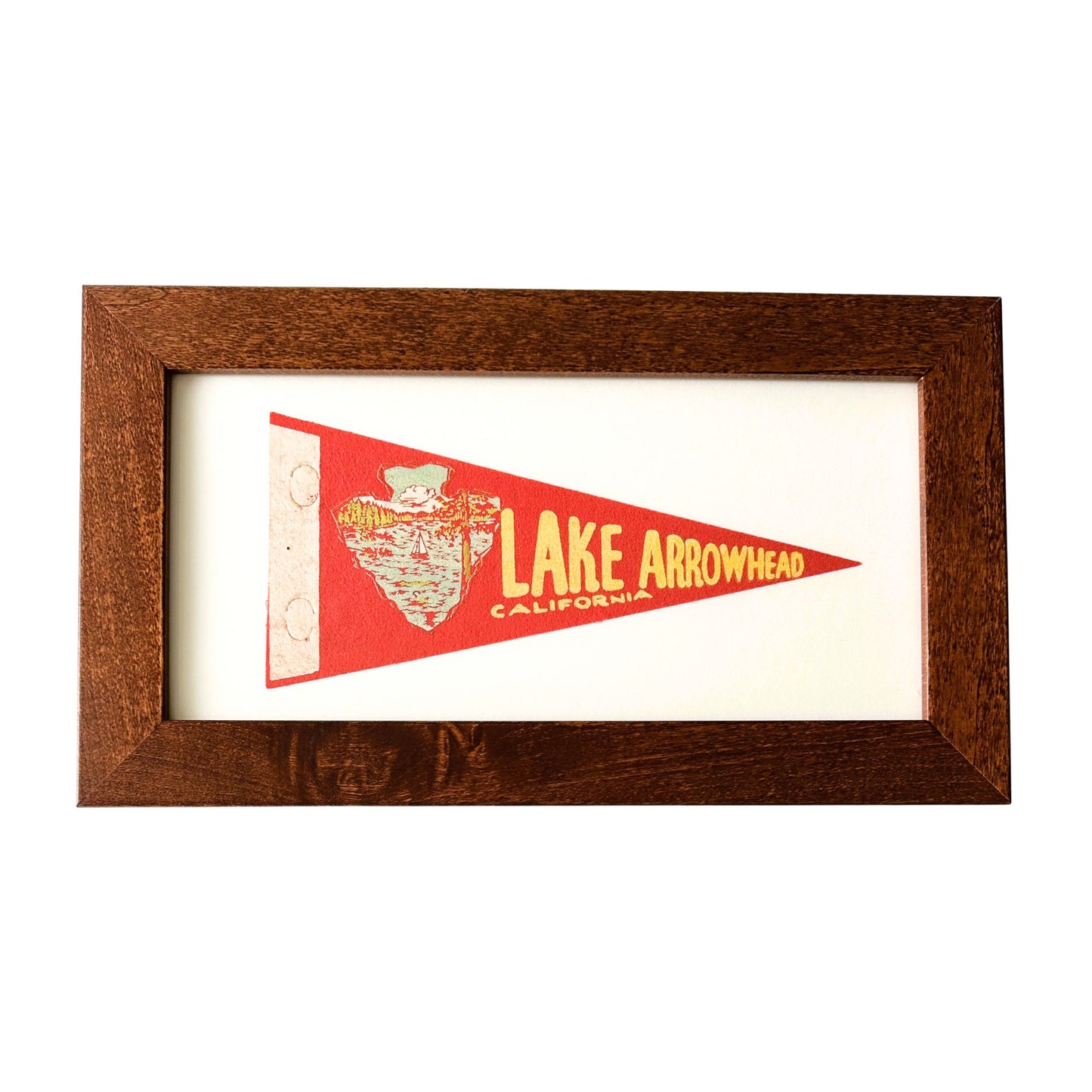 California Lake Arrowhead Small Framed Vintage Pennant