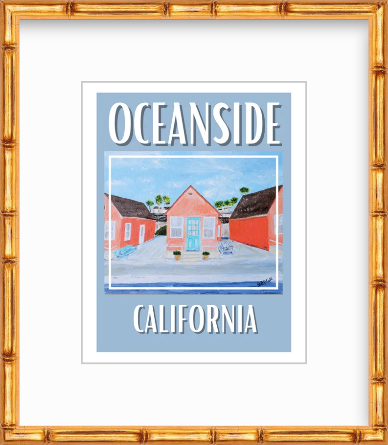 California Oceanside Roberts Cottages Art Giclee Travel Art Print