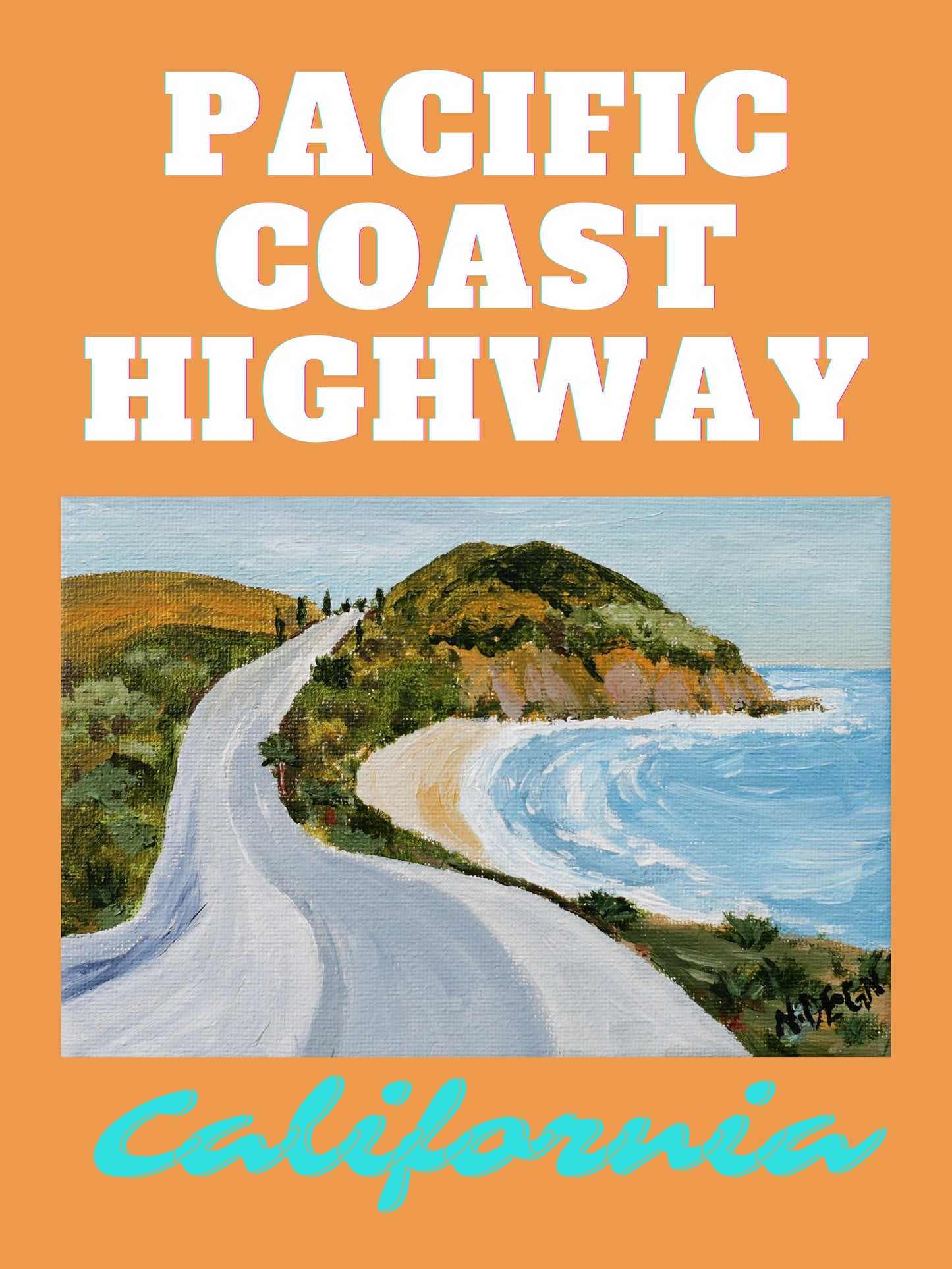 California Pacific Coast Highway Giclee Travel Art Print
