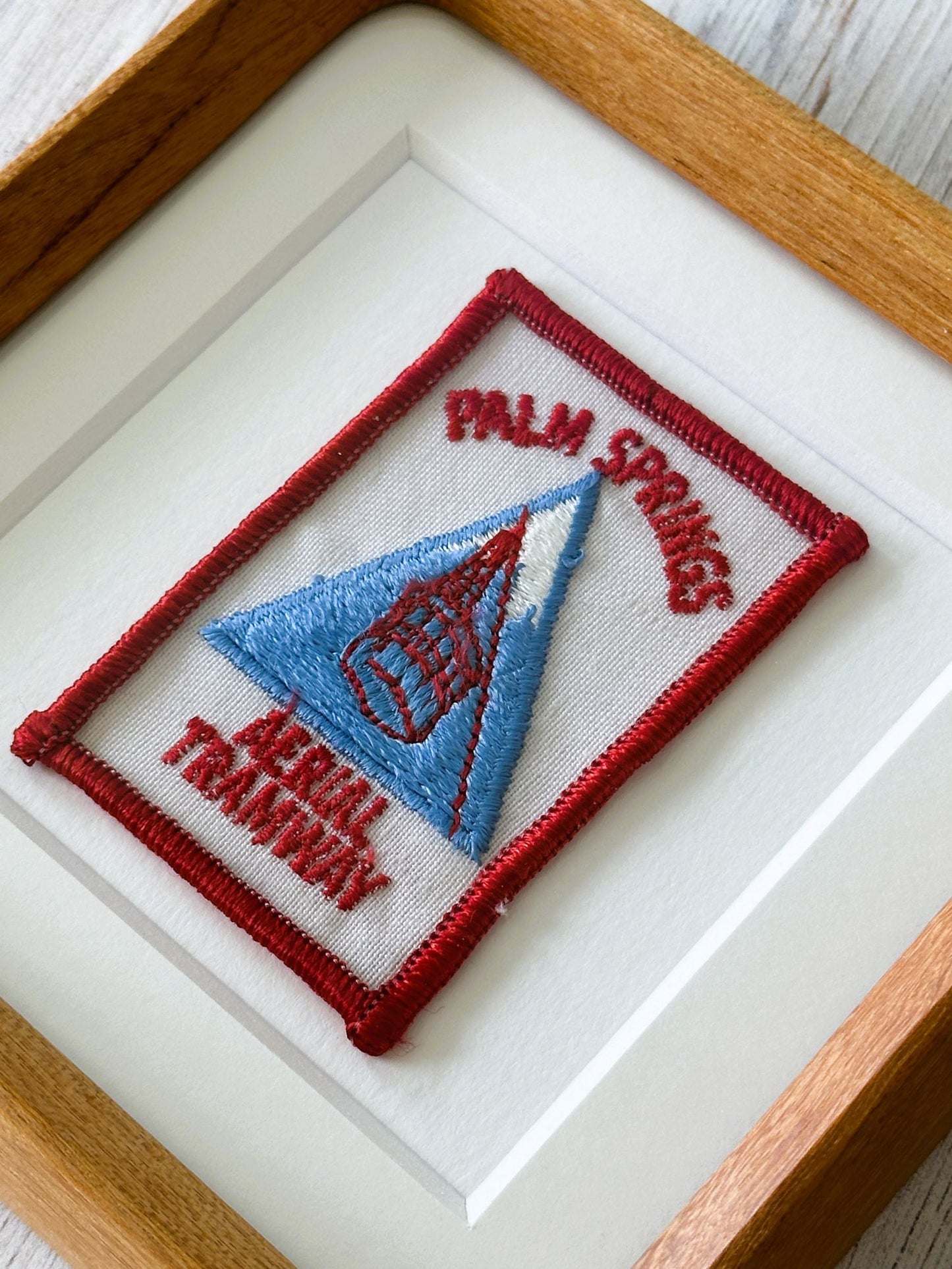 California Palm Springs Aerial Tram Vintage Patch Wood Framed