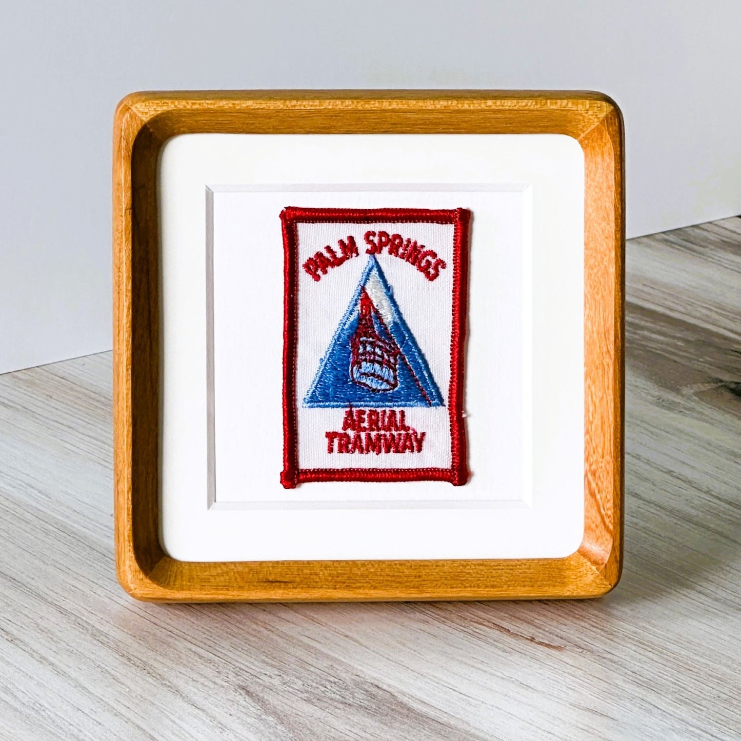 California Palm Springs Aerial Tram Vintage Patch Wood Framed