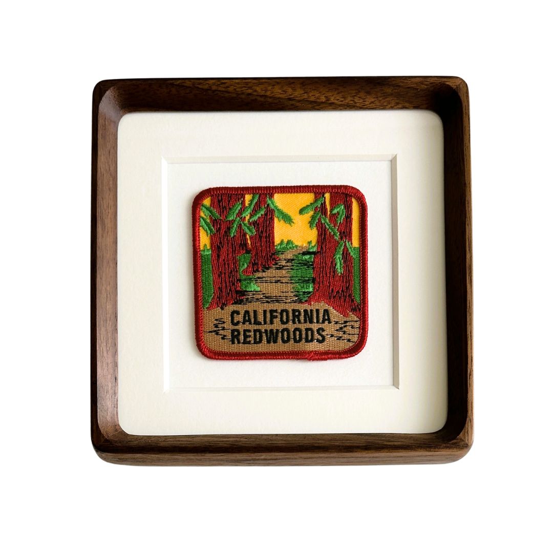 California Redwoods National Park Vintage Patch Wood Framed