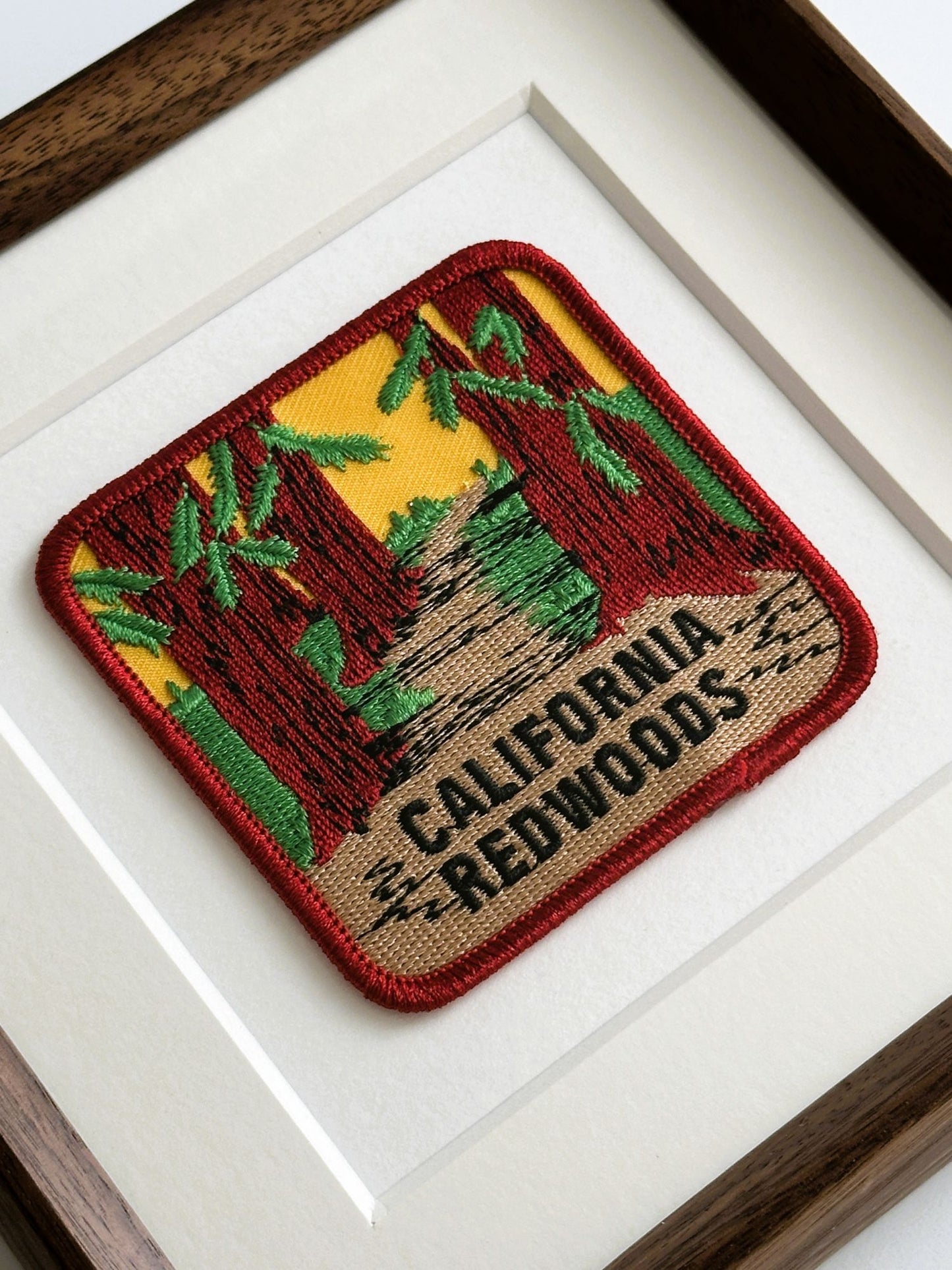 California Redwoods National Park Vintage Patch Wood Framed