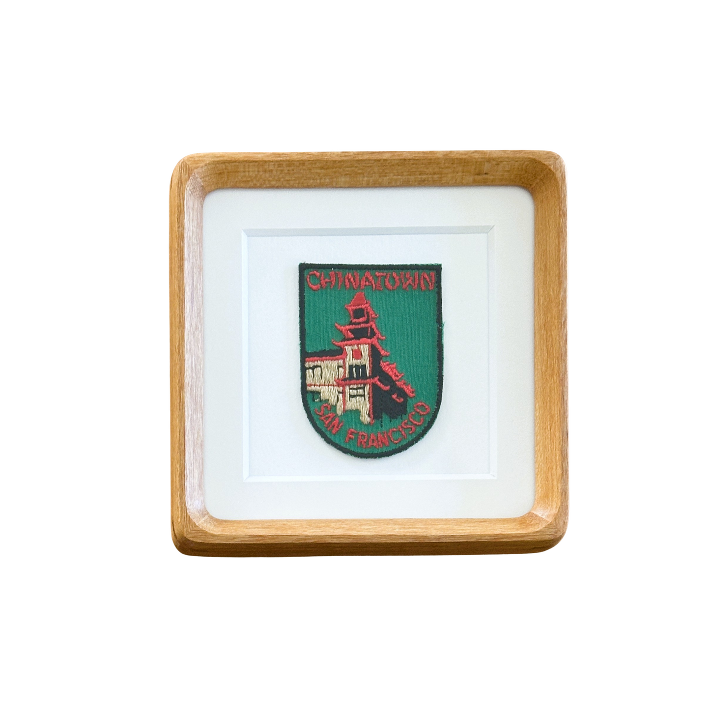 California San Francisco Chinatown Vintage Patch Wood Framed
