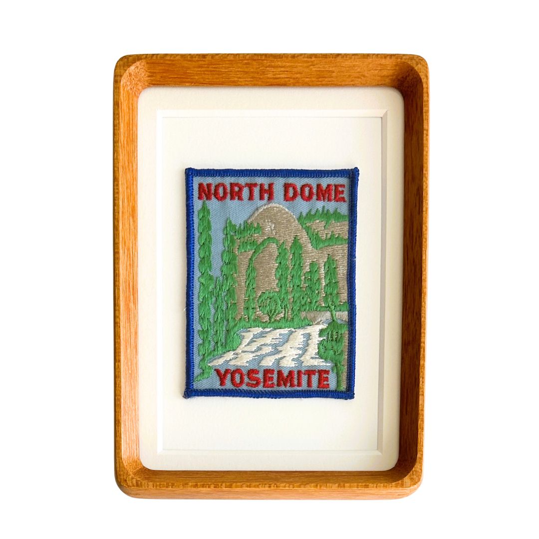 California Yosemite National Park North Dome Vintage Patch Wood Framed