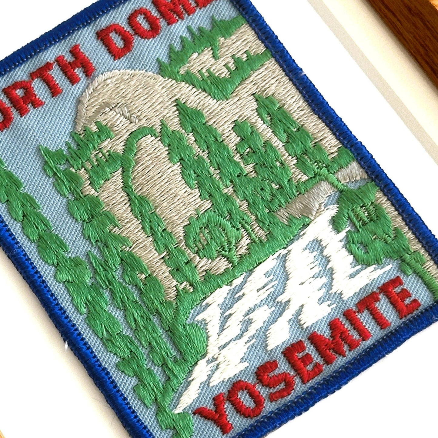 California Yosemite National Park North Dome Vintage Patch Wood Framed