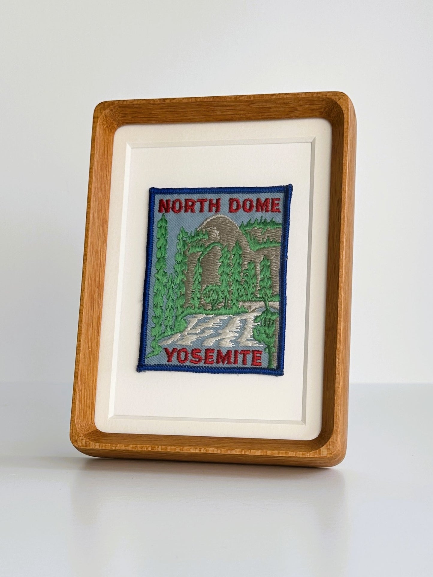 California Yosemite National Park North Dome Vintage Patch Wood Framed
