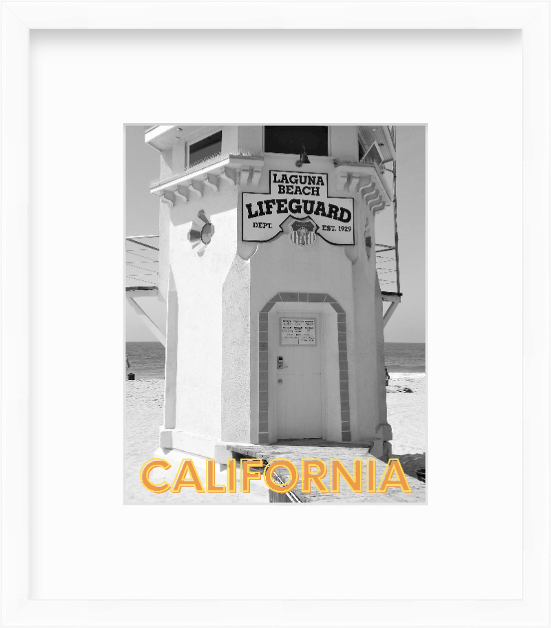 California Laguna Beach Lifeguard Station Giclee Travel Print