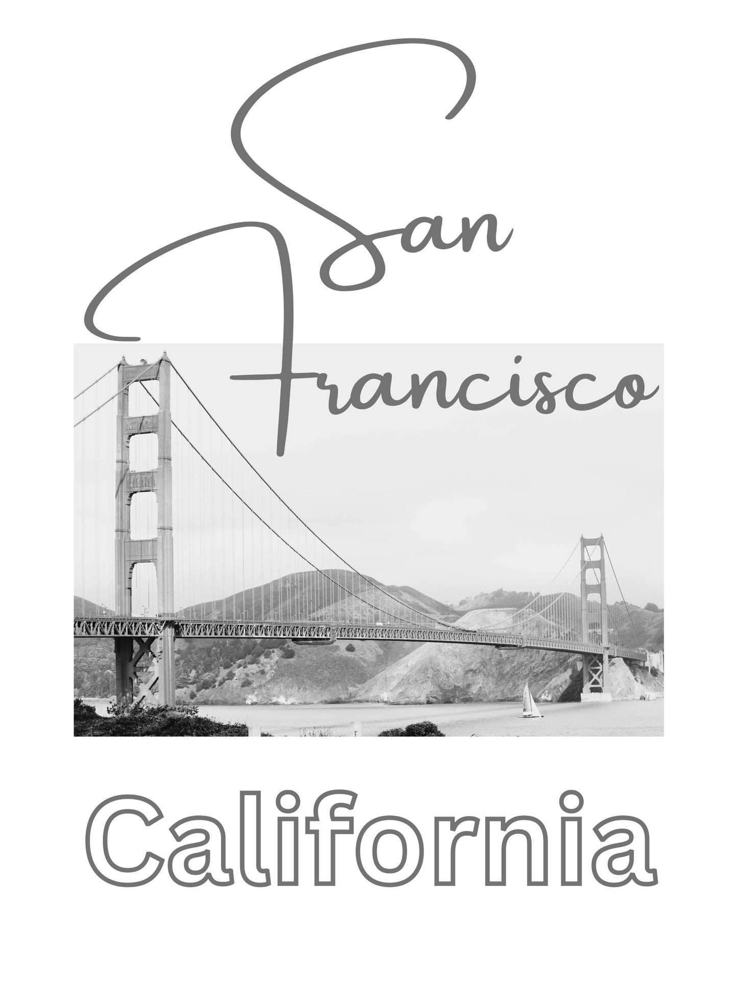 California San Francisco Golden Gate Bridge Giclee Travel Print