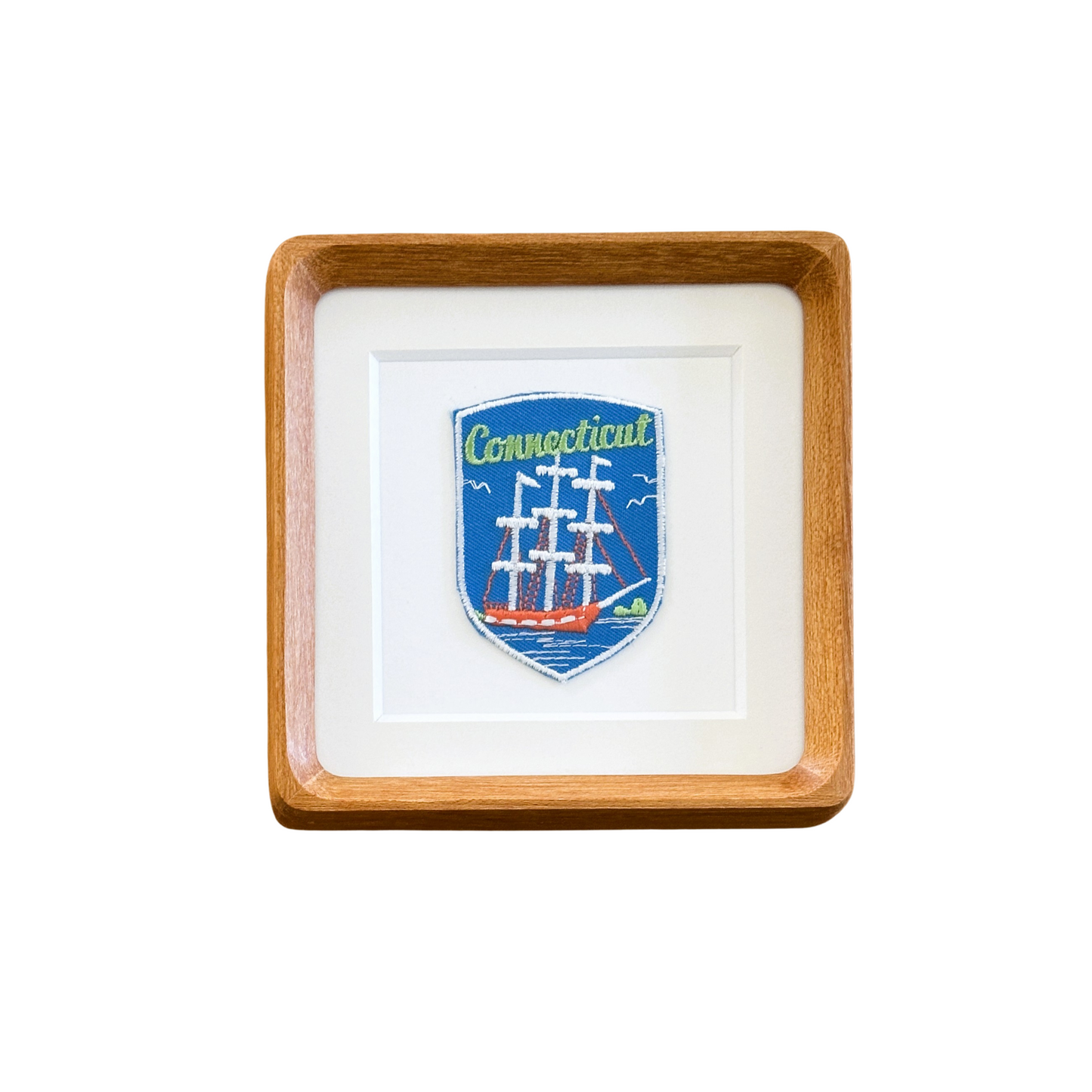 Connecticut Tall Ship Vintage Wood Framed Travel Patch