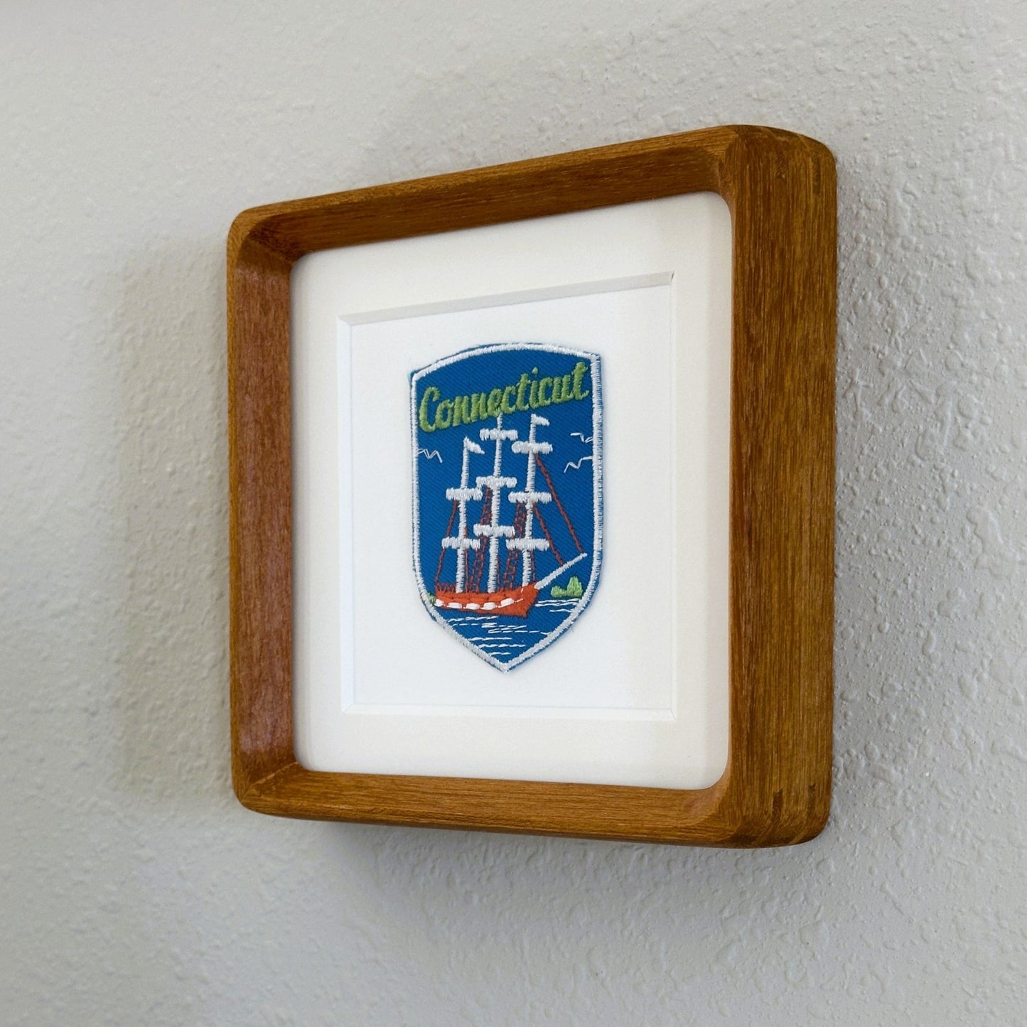 Connecticut Tall Ship Vintage Wood Framed Travel Patch