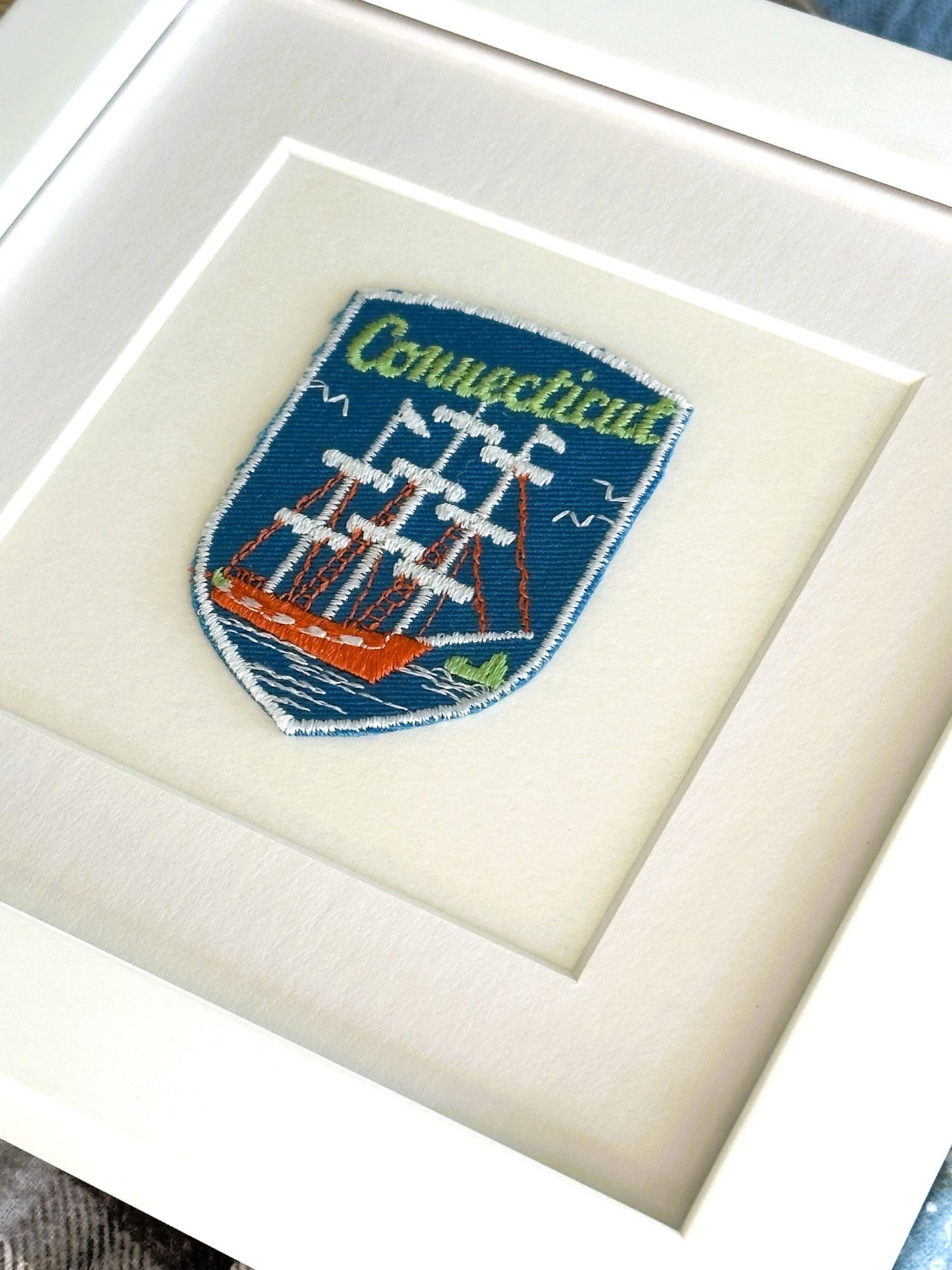 Connecticut Tall Ships New England Framed Vintage Travel Patch