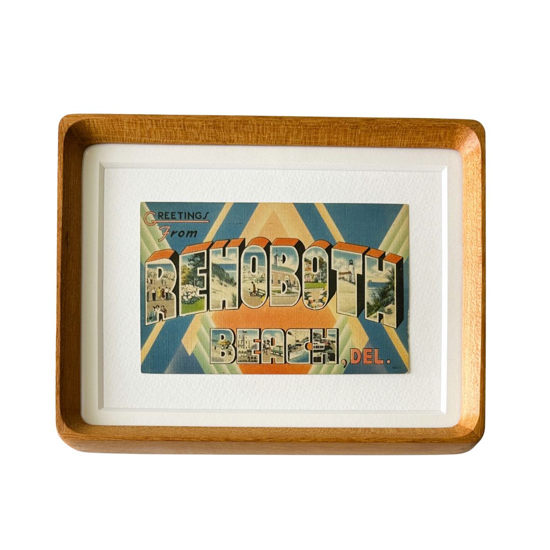 Delaware Rehoboth Beach Framed Vintage 1940's Postcard