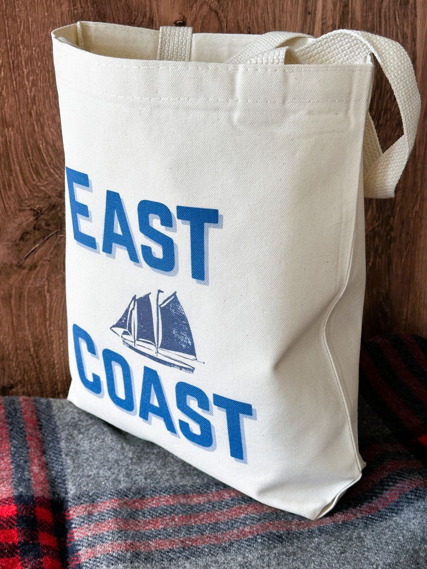 East Coast Sailboat Block Print Tote Bag