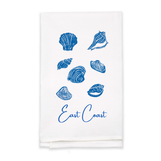 East Coast Seashells Block Print Flour Sack Dish Towel