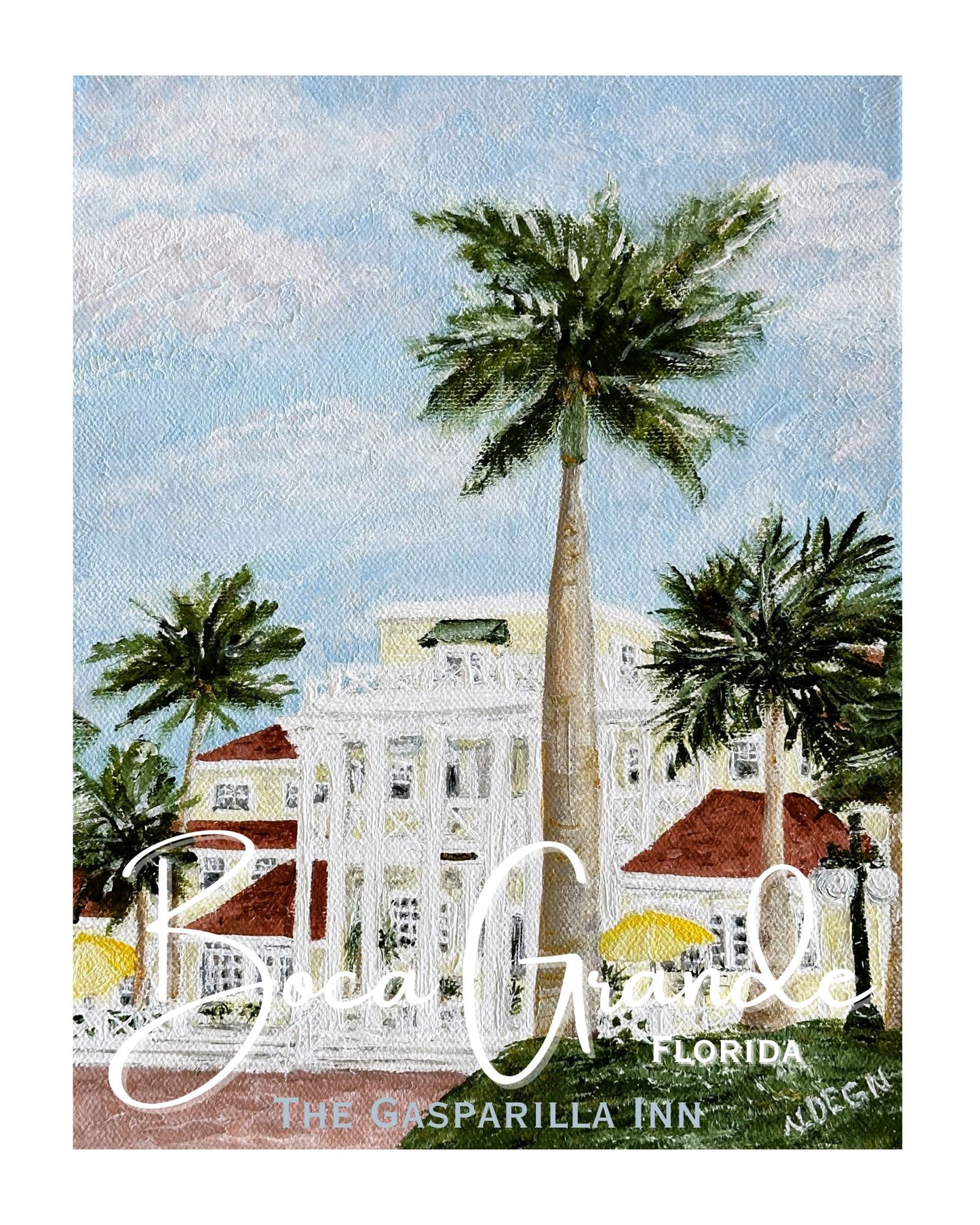 Florida Boca Grande Gasparilla Inn Art Poster Style Giclee Travel Print