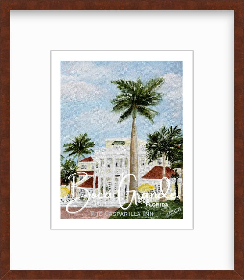 Florida Boca Grande Gasparilla Inn Art Poster Style Giclee Travel Print