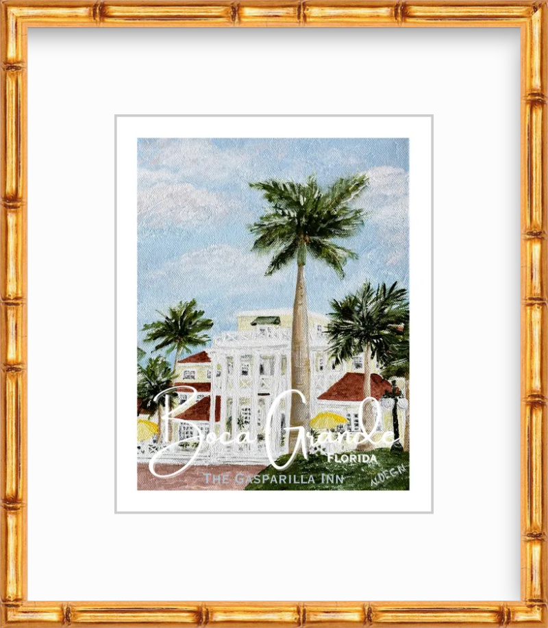 Florida Boca Grande Gasparilla Inn Art Poster Style Giclee Travel Print