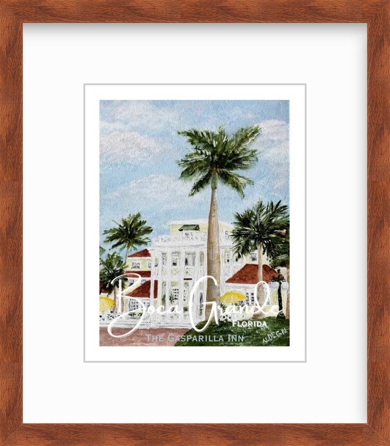Florida Boca Grande Gasparilla Inn Art Poster Style Giclee Travel Print