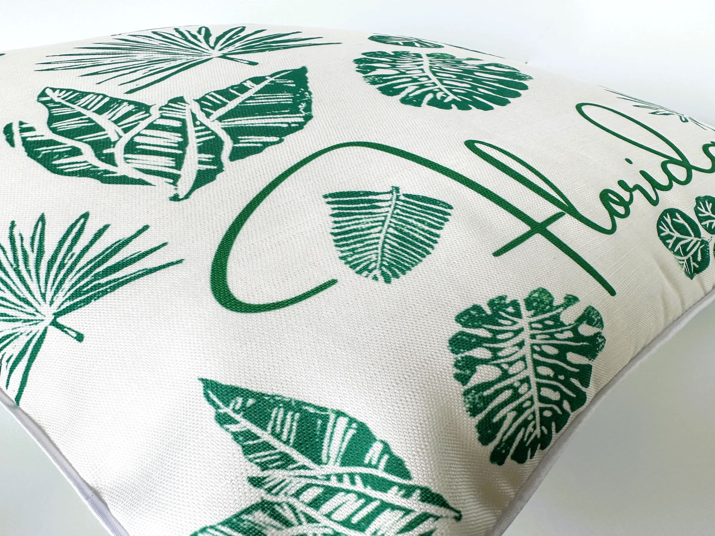 Florida Botanicals Block Print Design Throw Pillow