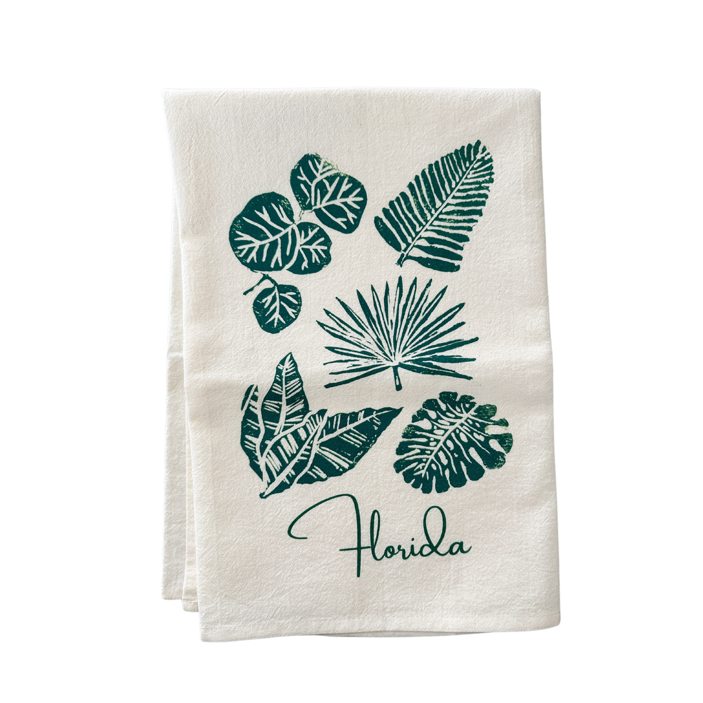Florida Botanicals Block Print Flour Sack Dish Towel