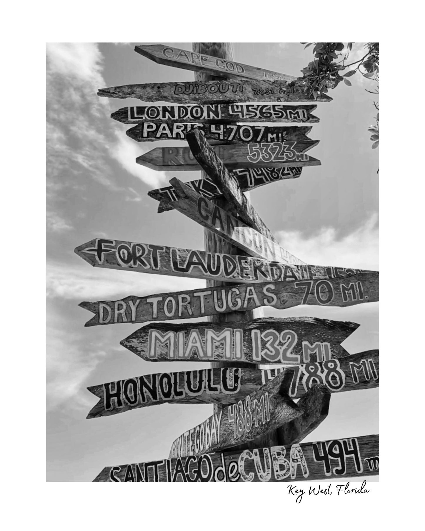 Florida Key West Driftwood Sign Giclee Travel Print