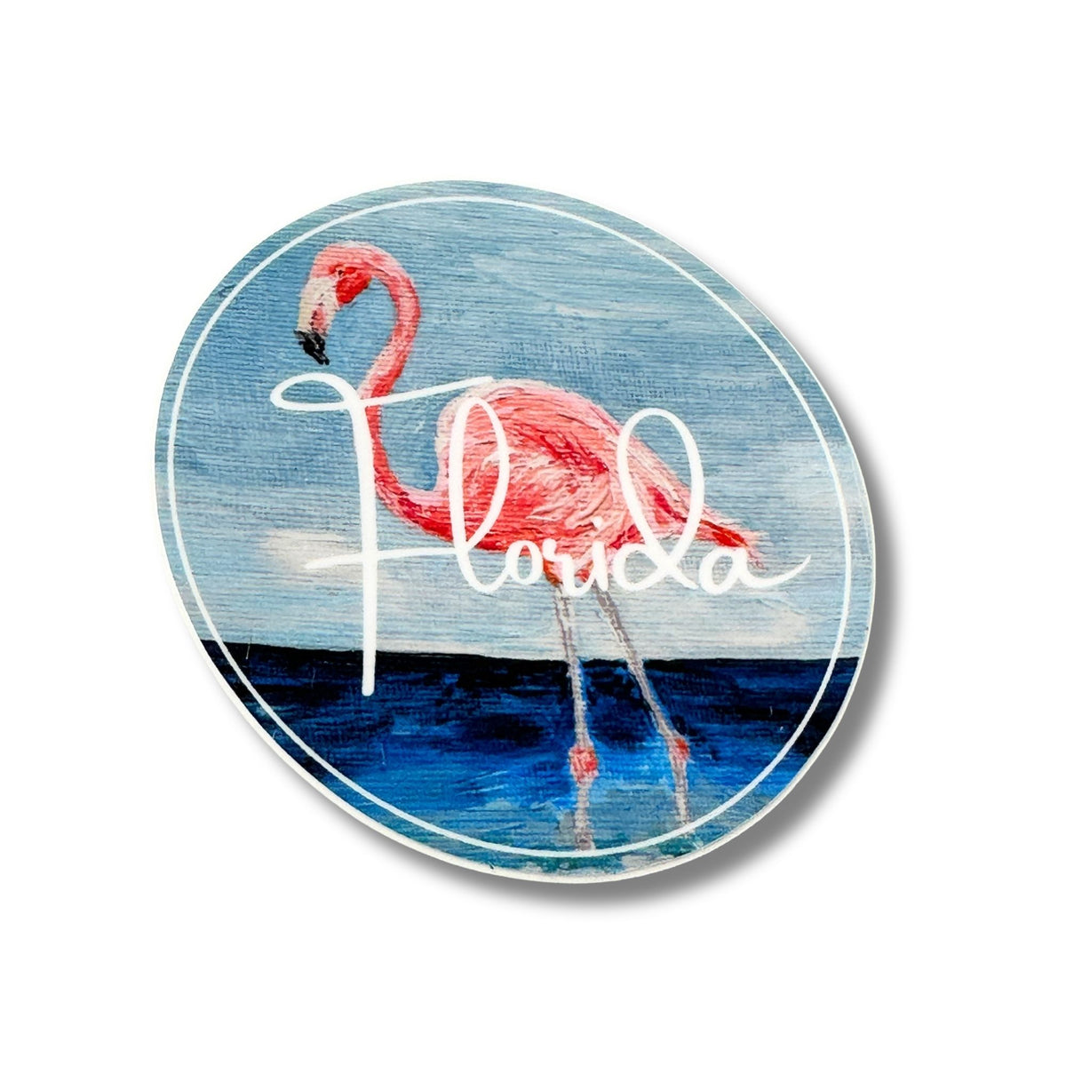 Florida Painted Flamingo Weatherproof Sticker