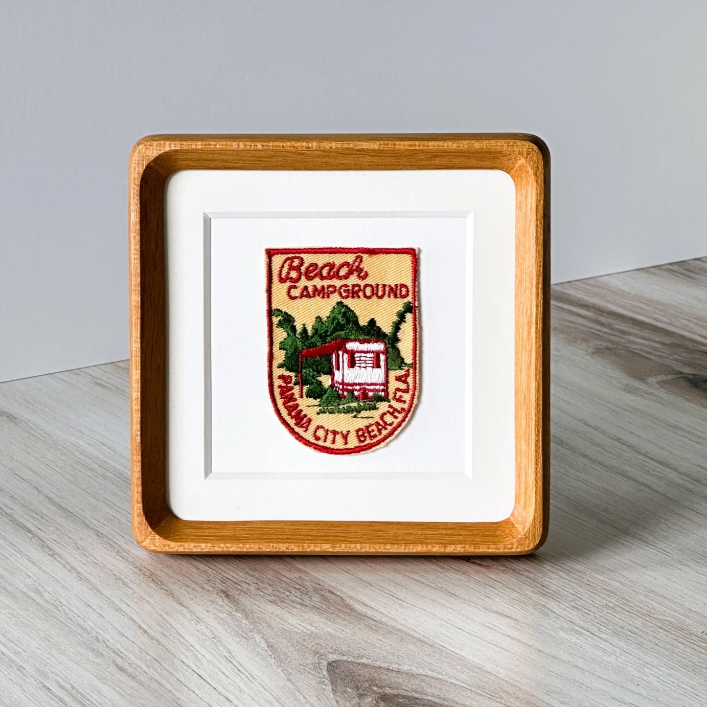 Florida Panama City Beach Campground Vintage Framed Travel Patch