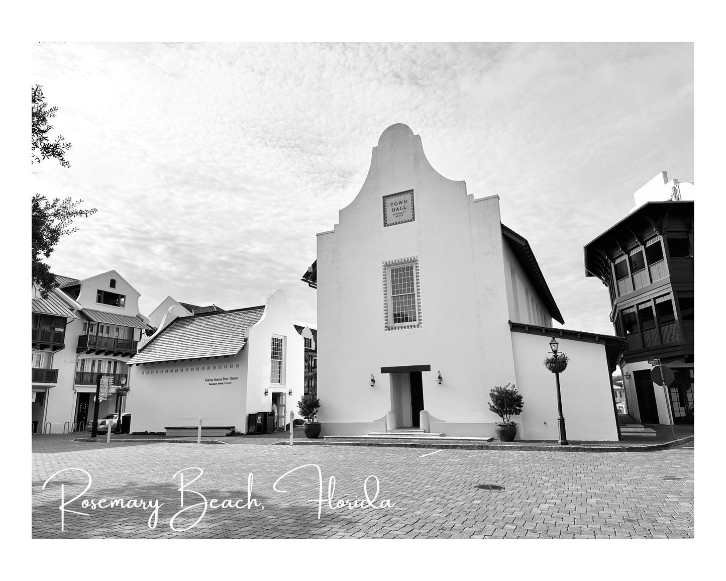 Florida Rosemary Beach Town Post Office View Giclee Travel Print