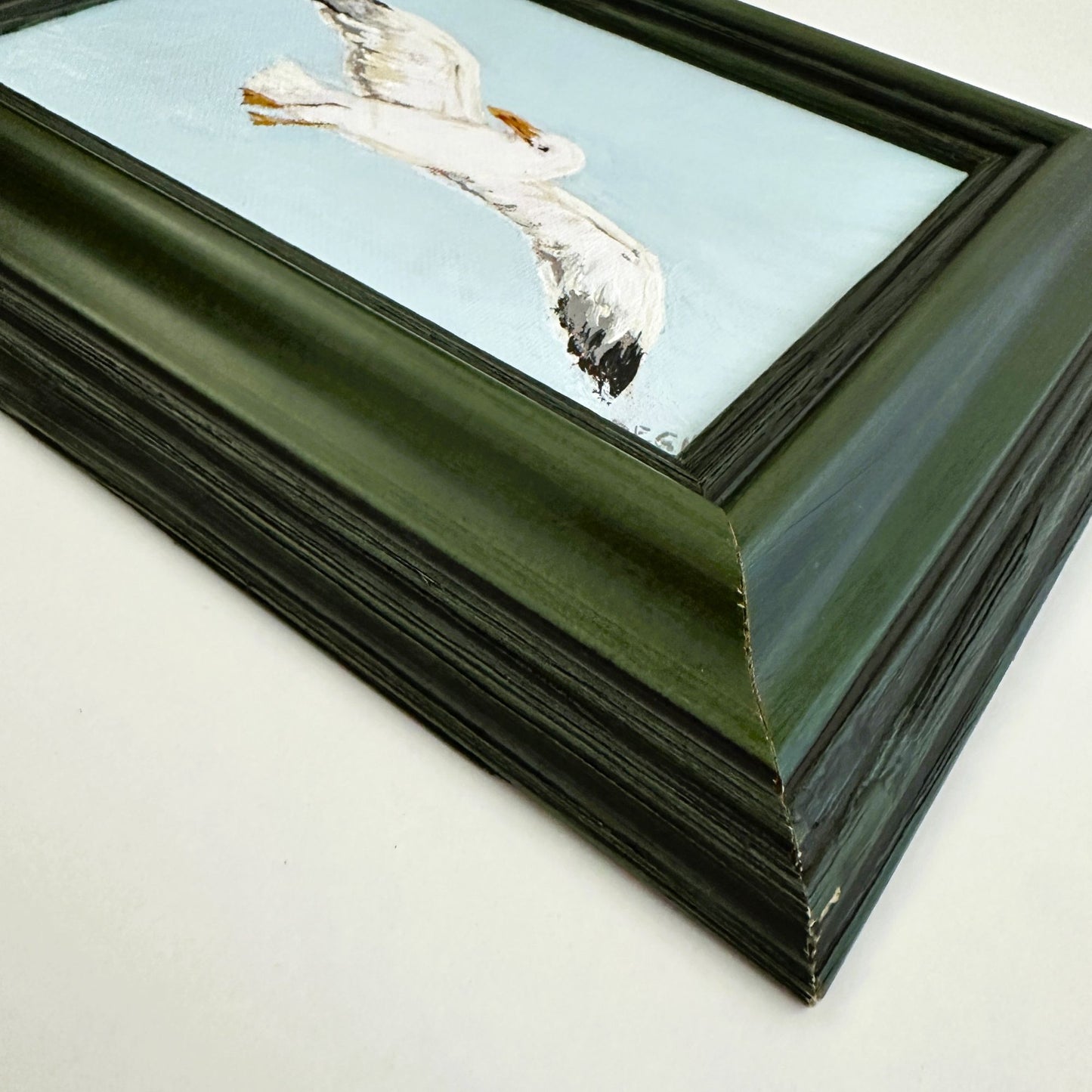 Florida Seagull Flying Original Painting on Canvas by Nikki Degn, Vintage Framed