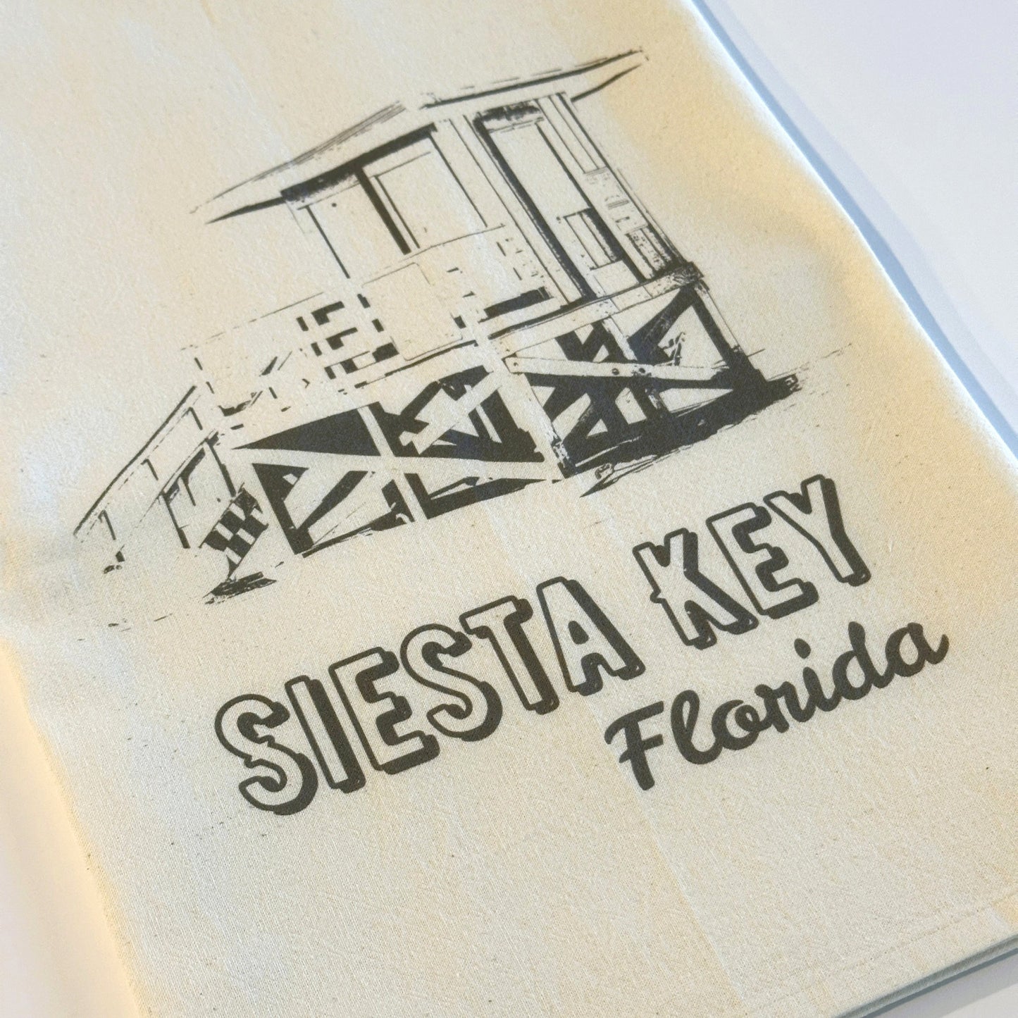 Florida Siesta Key Lifeguard Tower Large Tea Towel