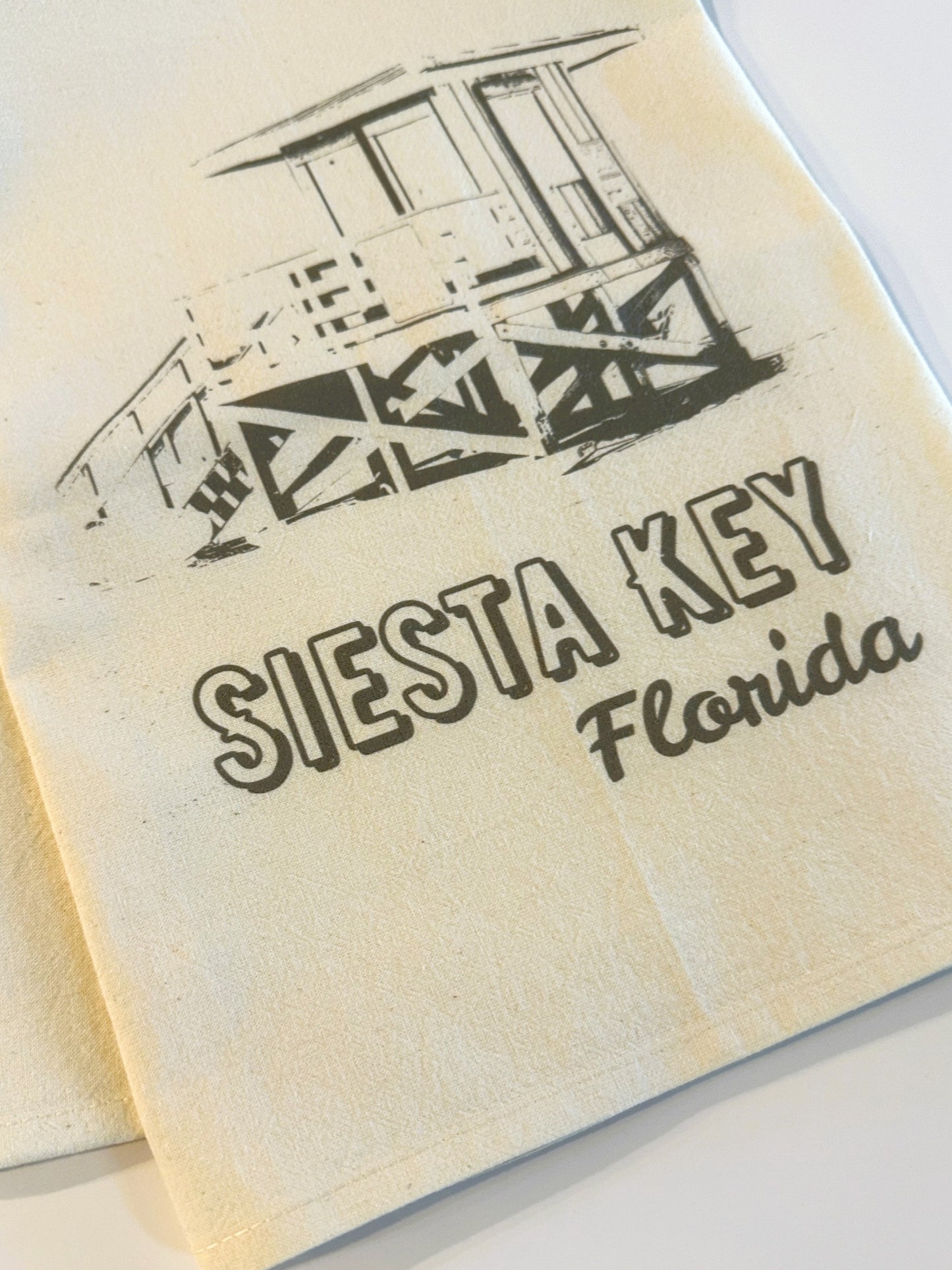 Florida Siesta Key Lifeguard Tower Large Tea Towel