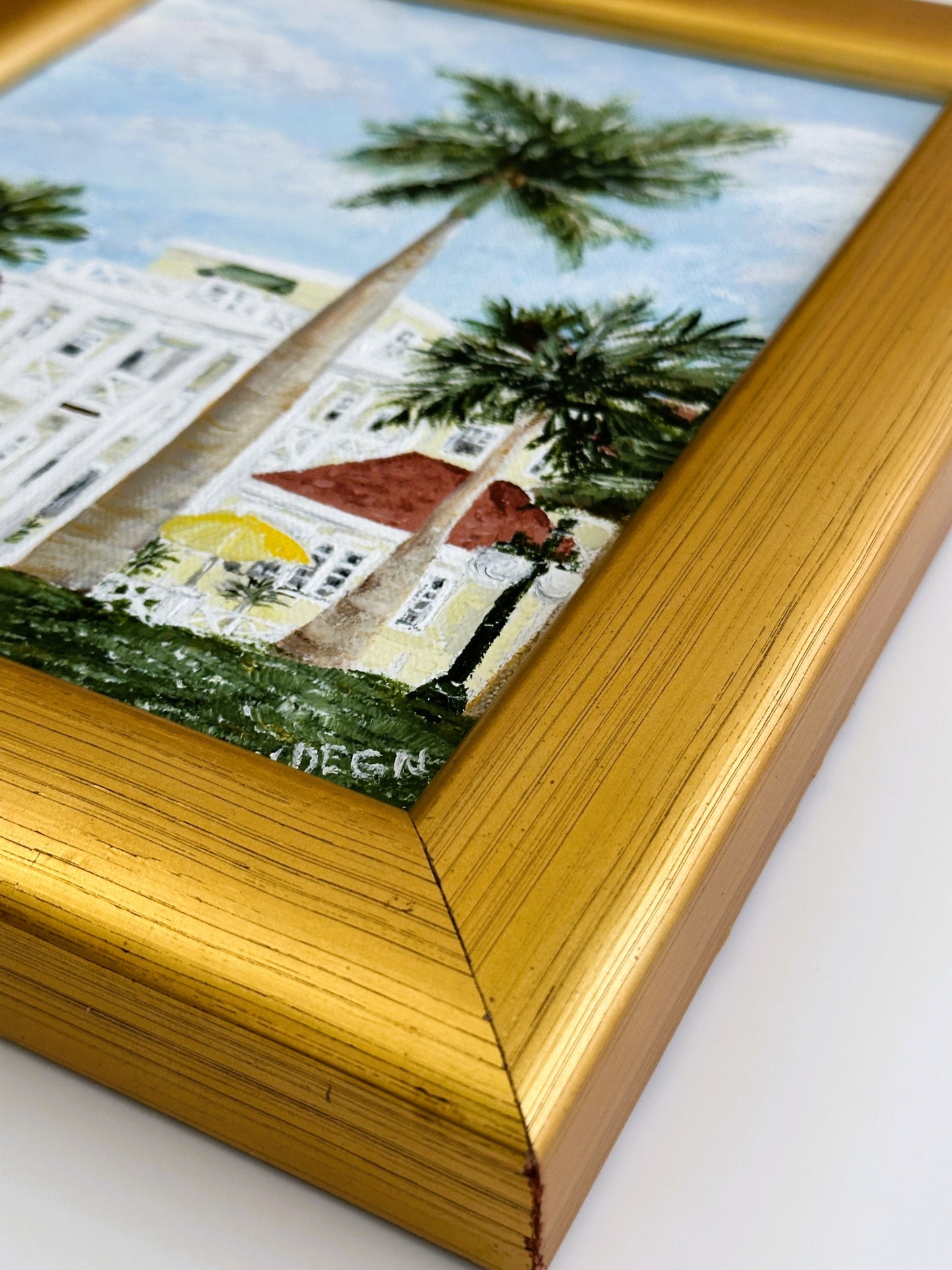 Florida Boca Grande Gasparilla Inn Original Painting on Canvas by Nikki Degn, Vintage Framed