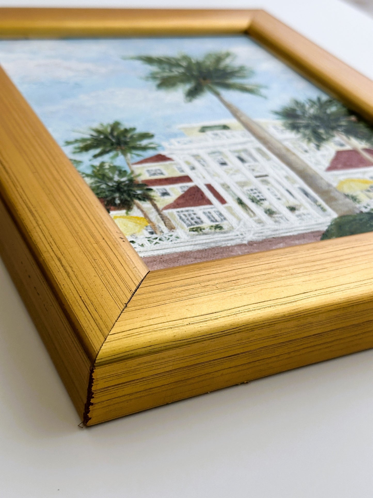 Florida Boca Grande Gasparilla Inn Original Painting on Canvas by Nikki Degn, Vintage Framed